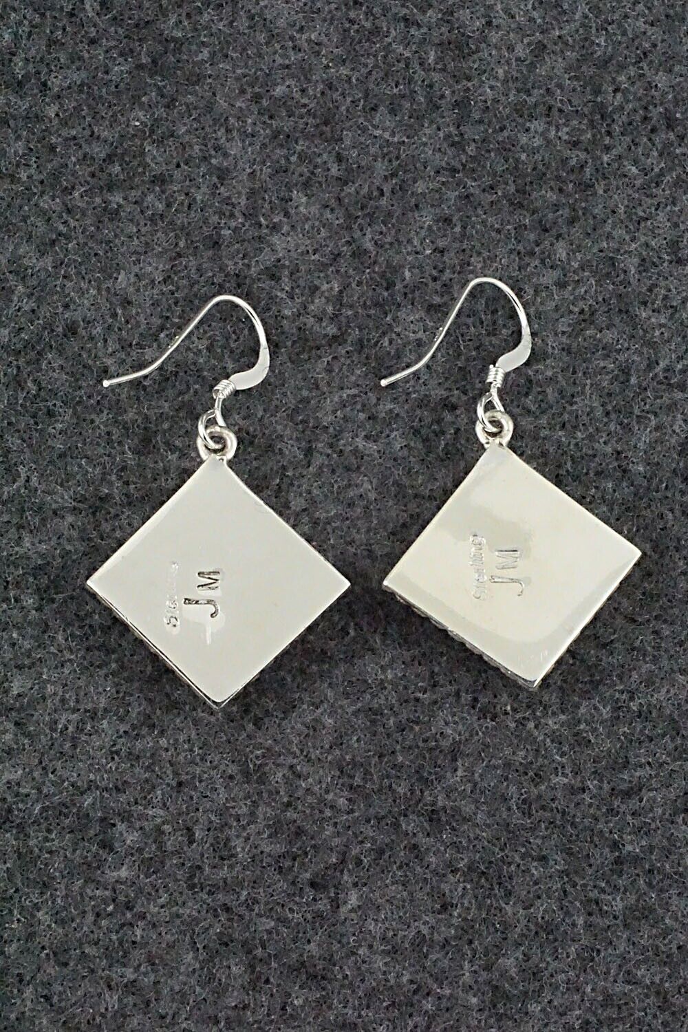 Spiny Oyster, Opalite & Sterling Silver Inlay Earrings - James Manygoats