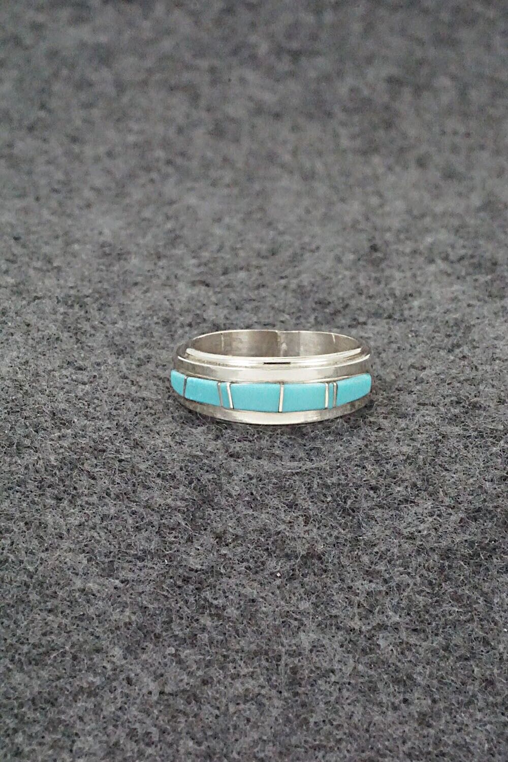 Turquoise & Sterling Silver Inlay Ring - Wilbert Muskett Jr. - Size 6