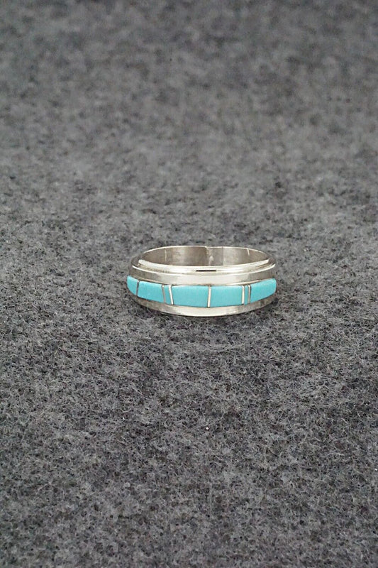 Turquoise & Sterling Silver Inlay Ring - Wilbert Muskett Jr. - Size 6