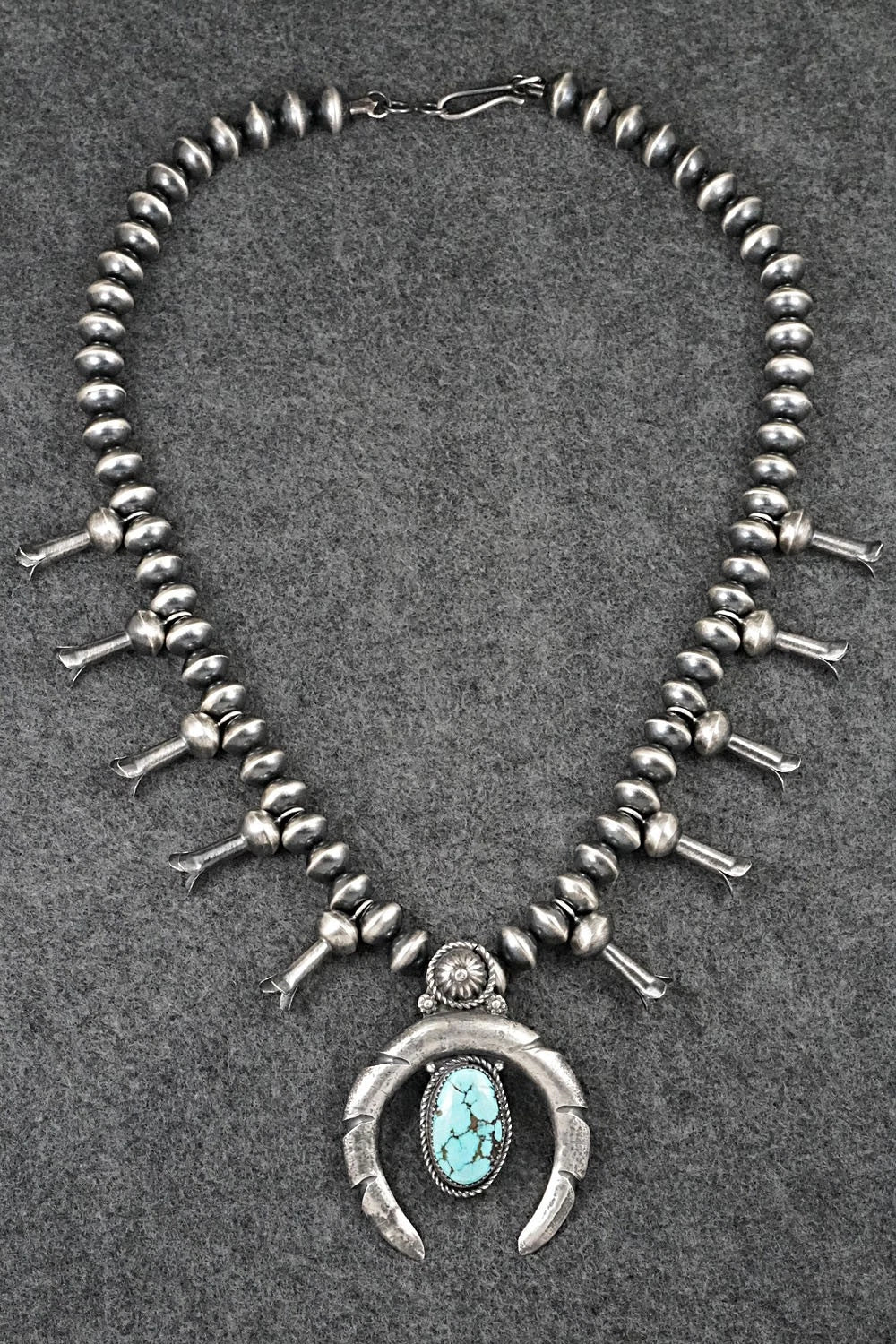 Turquoise & Sterling Silver Squash Blossom Necklace - Preston Haley