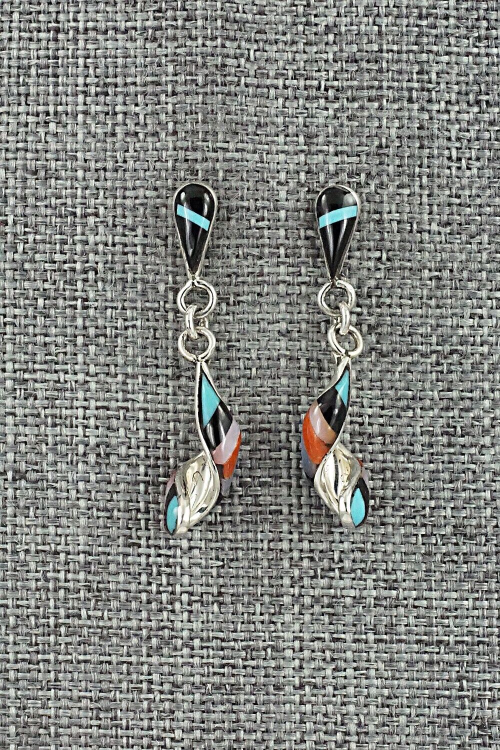 Multi-Stone & Sterling Silver Inlay Earrings - Idella Edaakie