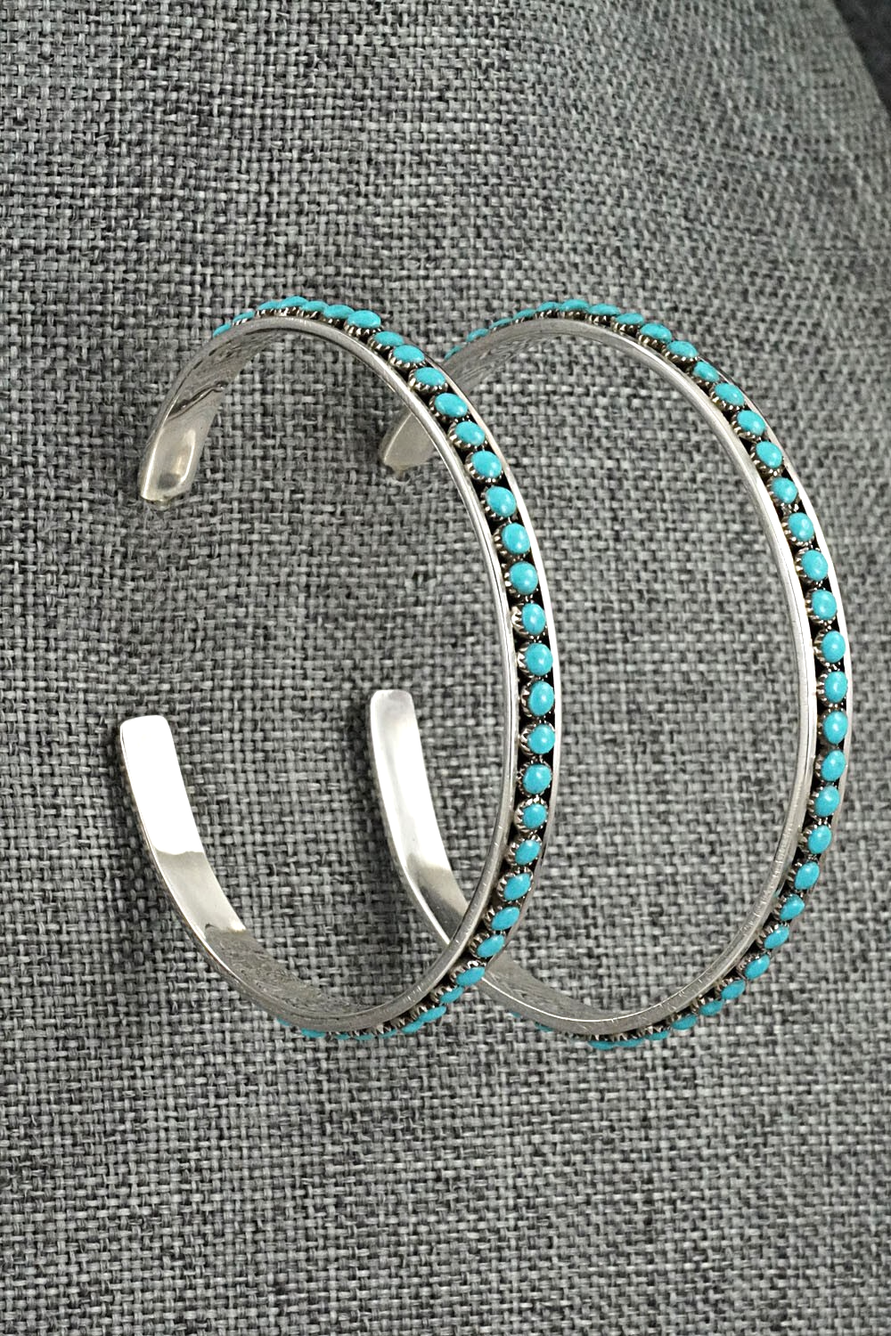 Turquoise & Sterling Silver Hoop Earrings - Lois Tzunie