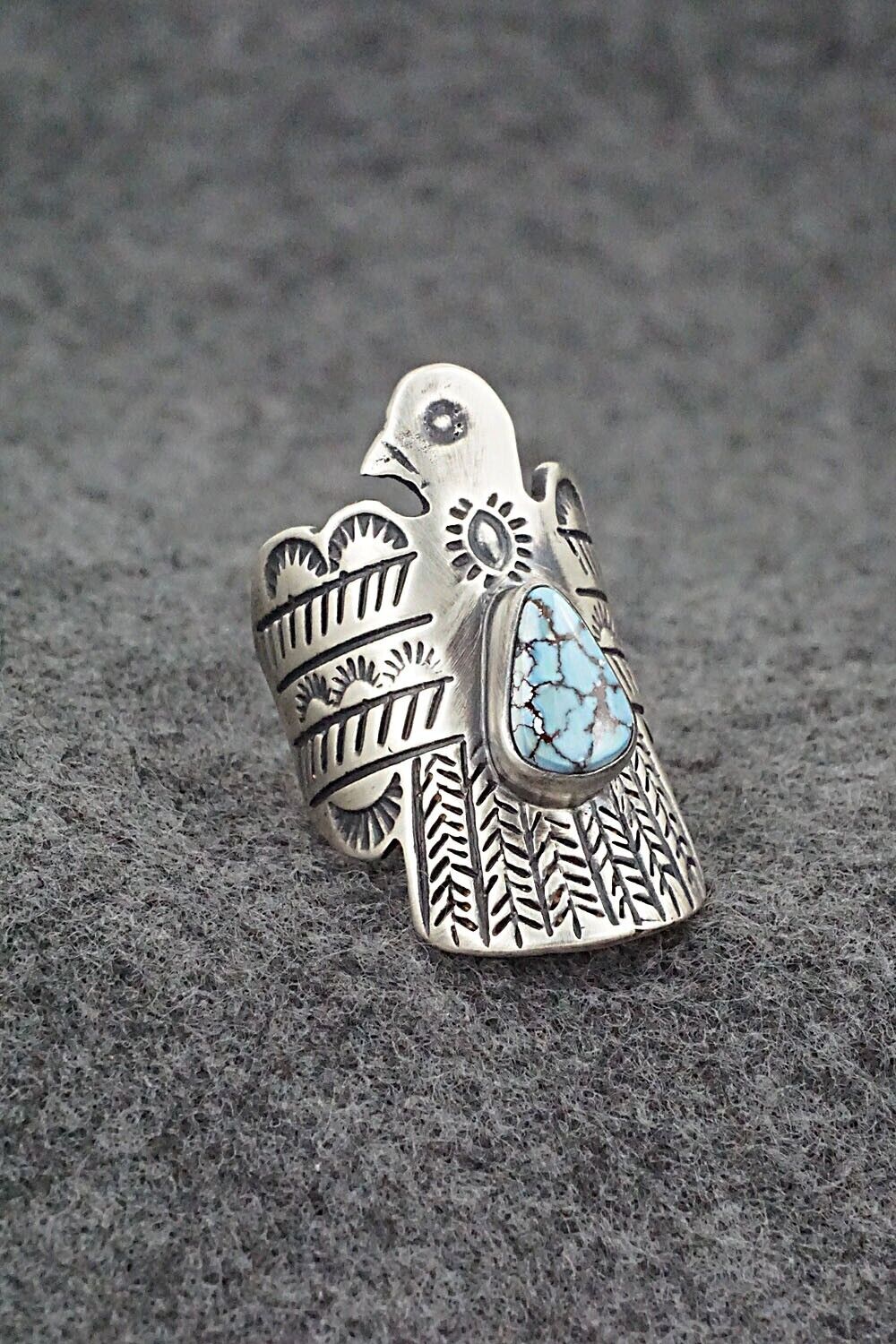 Turquoise and Sterling Silver Ring - Raymond Coriz - Size 6.5