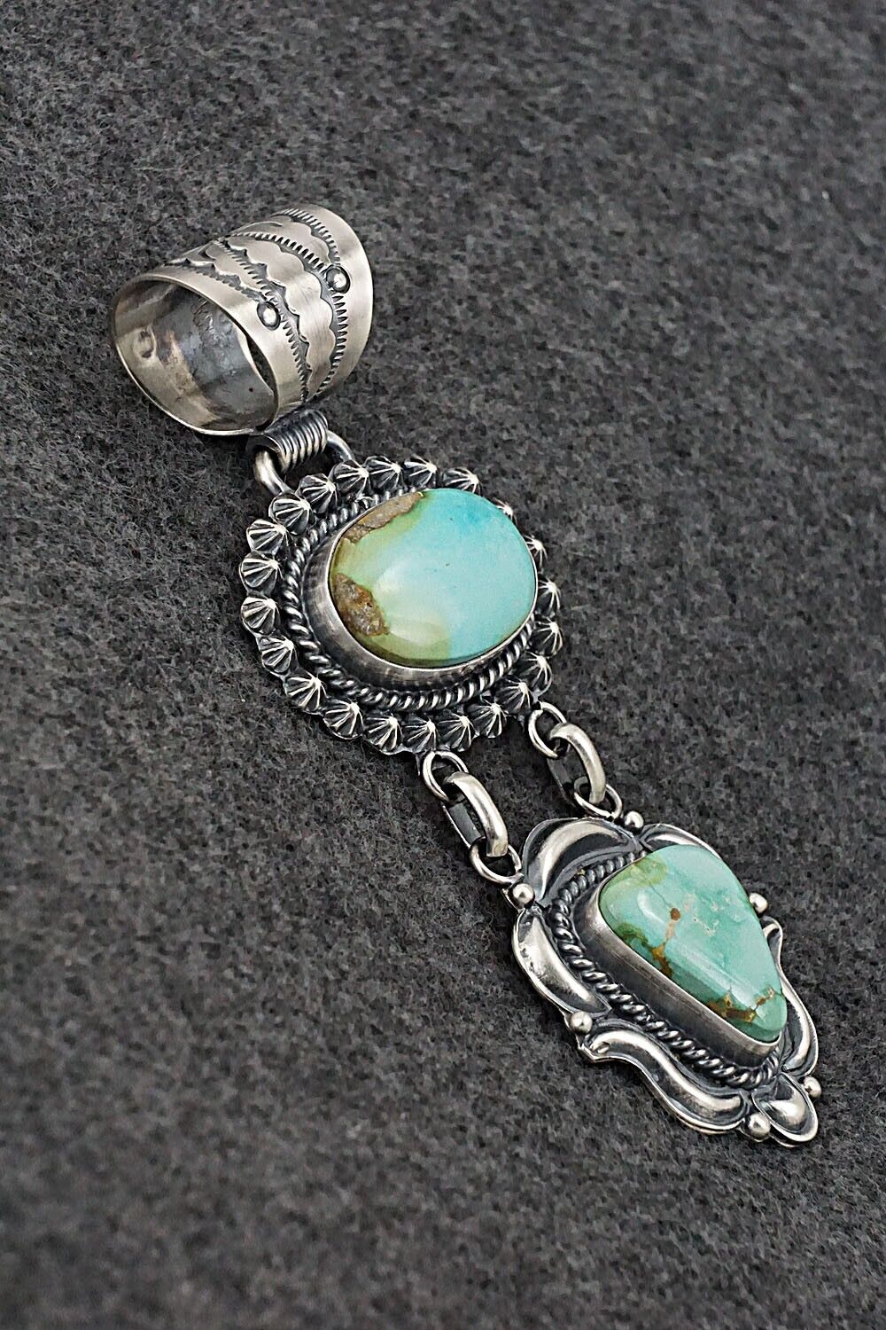 Turquoise & Sterling Silver Pendant - Raymond Delgarito