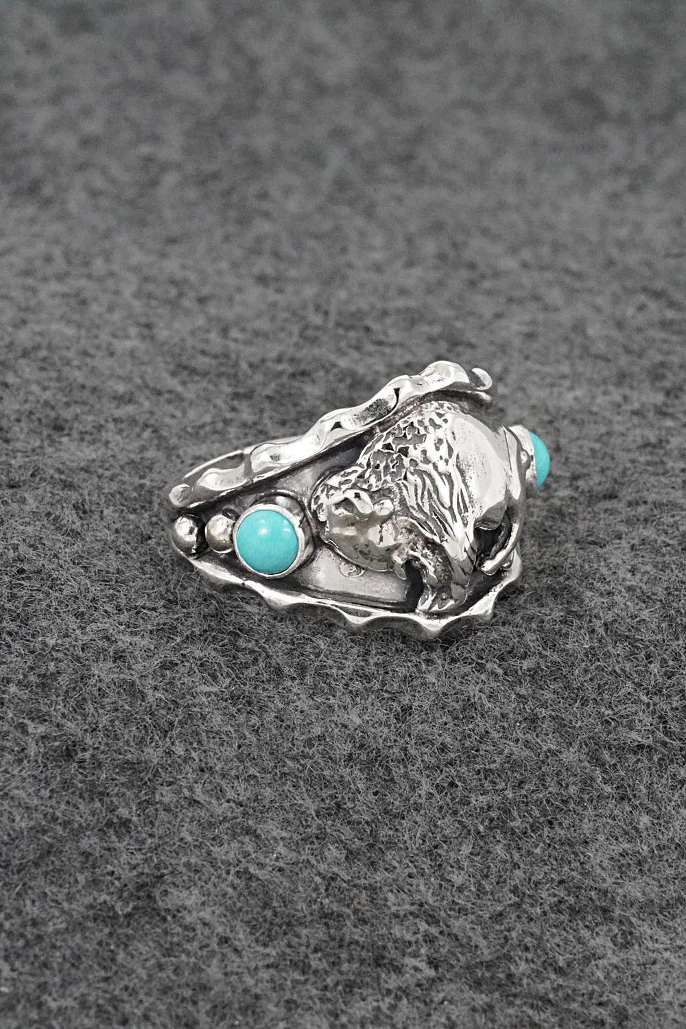 Turquoise & Sterling Silver Ring - Genevieve Francisco - Size 14