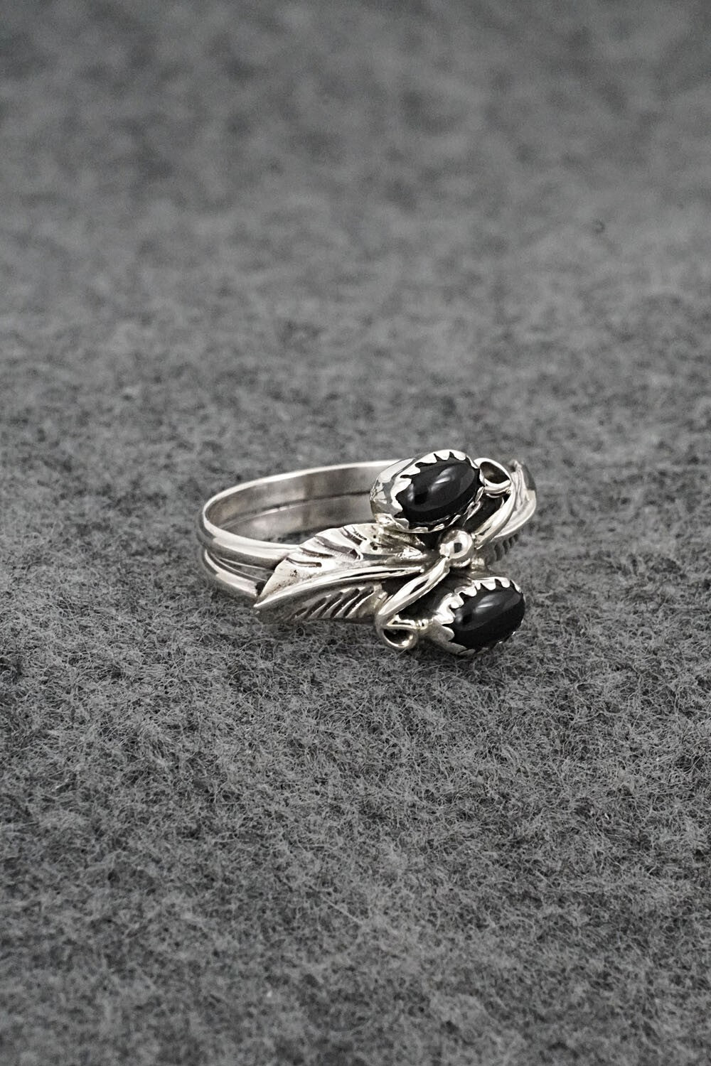 Onyx & Sterling Silver Ring - Harry B. Yazzie - Size 8