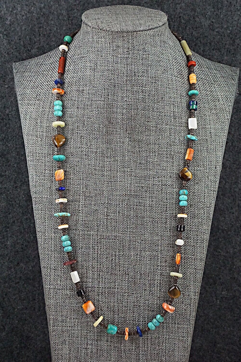 Multi-Stone & Sterling Silver Necklace 28" - Helen Tsosie