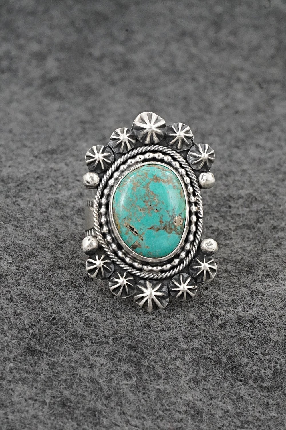 Turquoise & Sterling Silver Ring - Cordell Platero - Size Adjustable