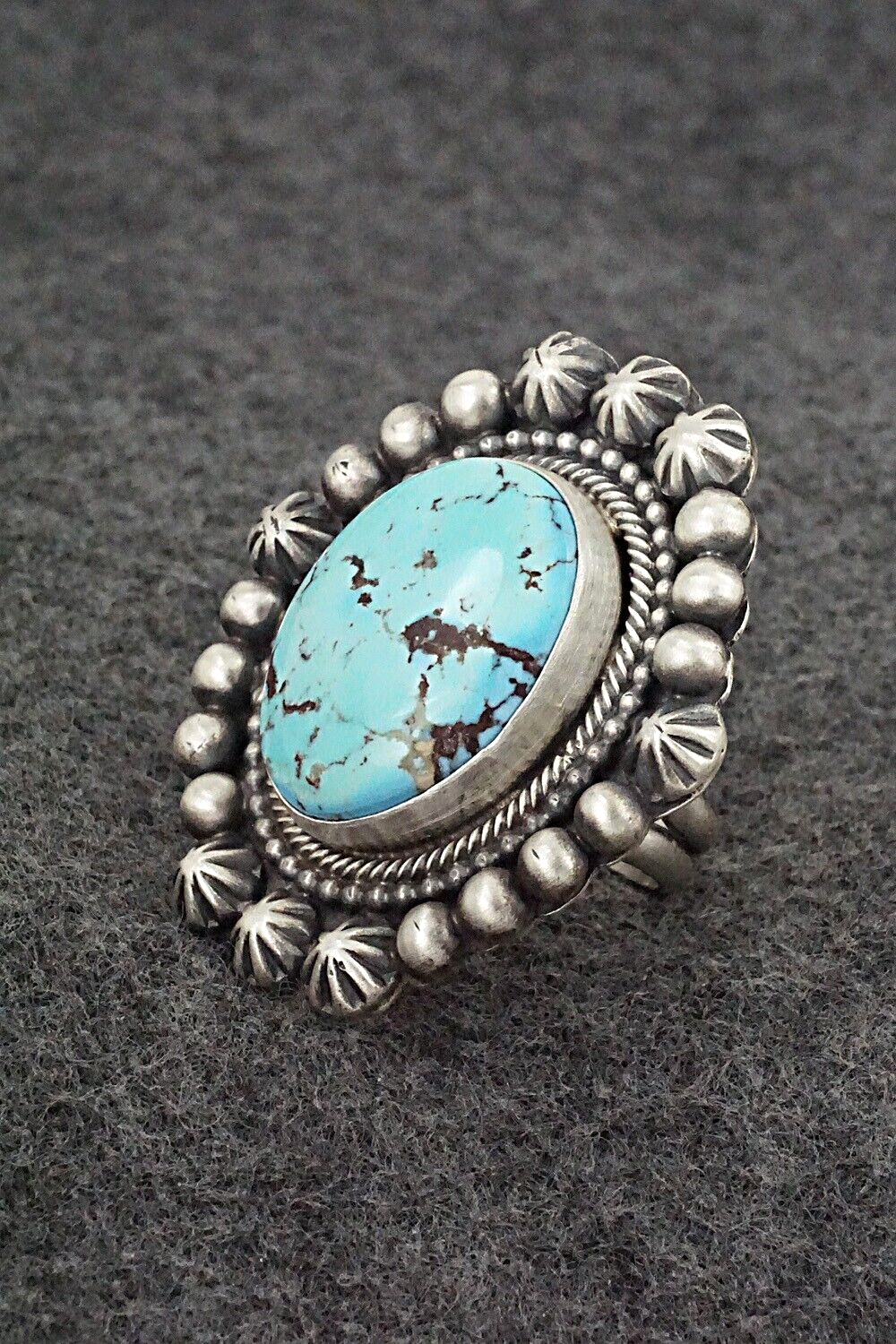 Turquoise & Sterling Silver Ring - Bobby Johnson - Size 6.5