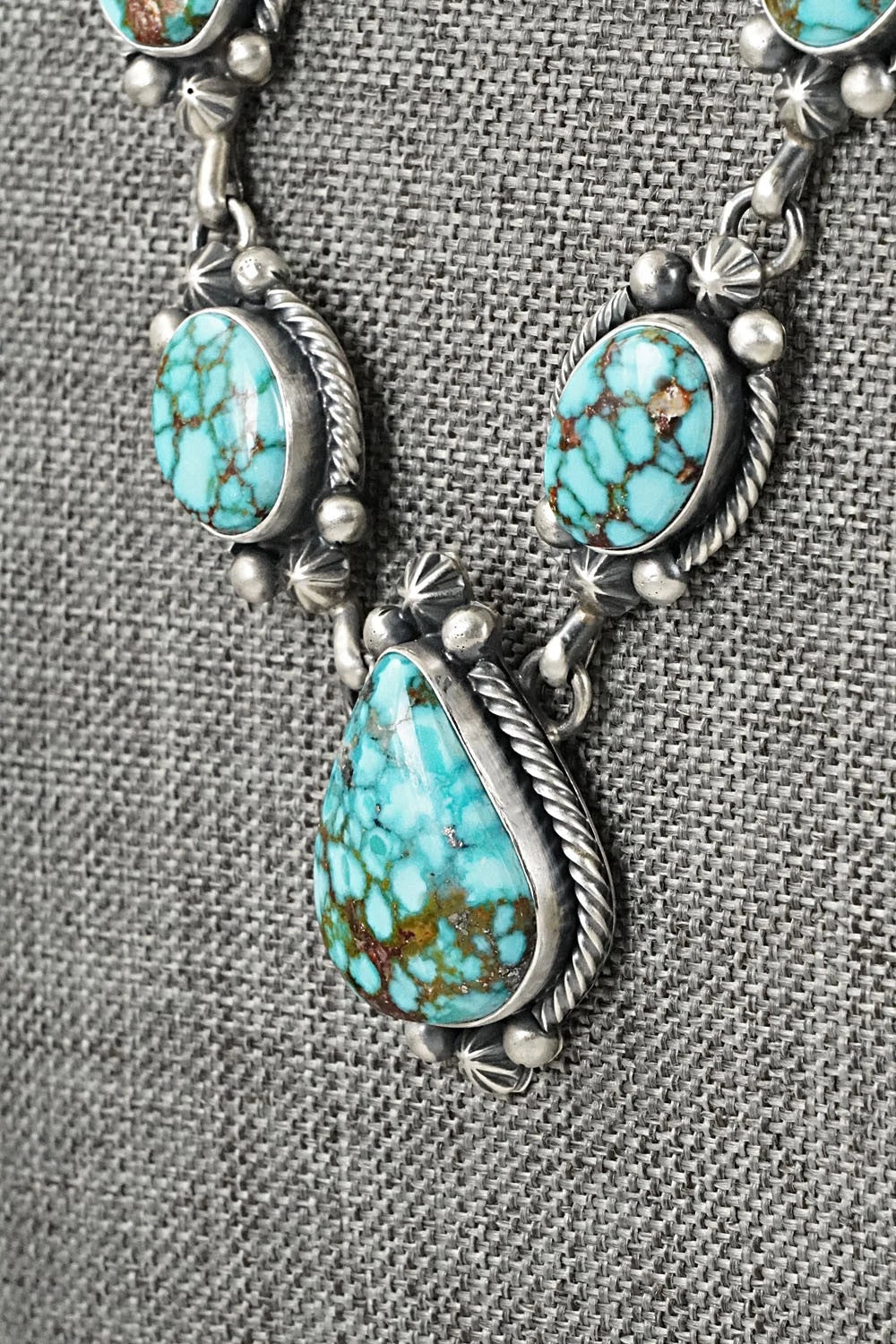 Turquoise & Sterling Silver Necklace and Earrings Set - Paul Livingston