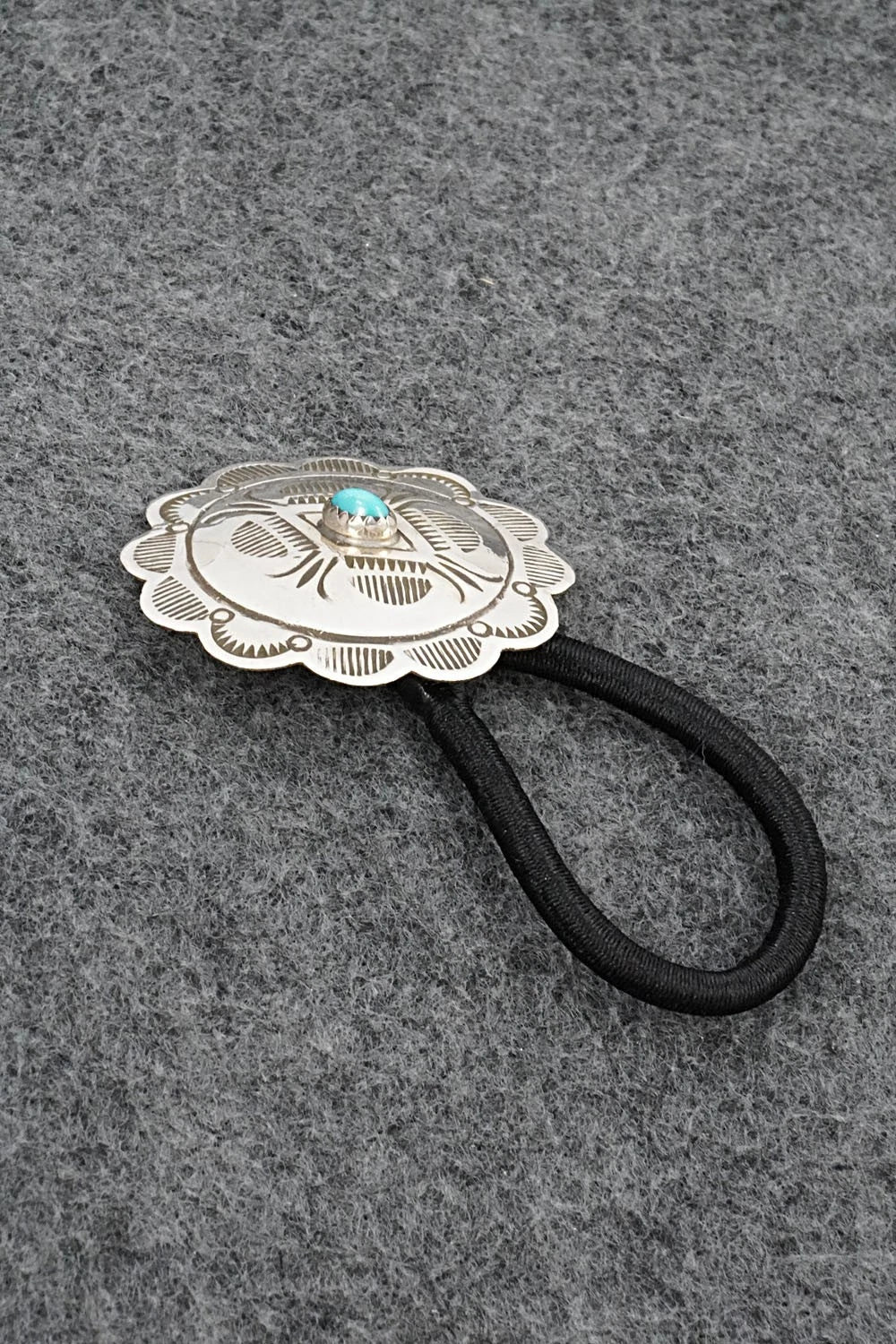 Turquoise & Sterling Silver Hair Tie - Bertha Begay