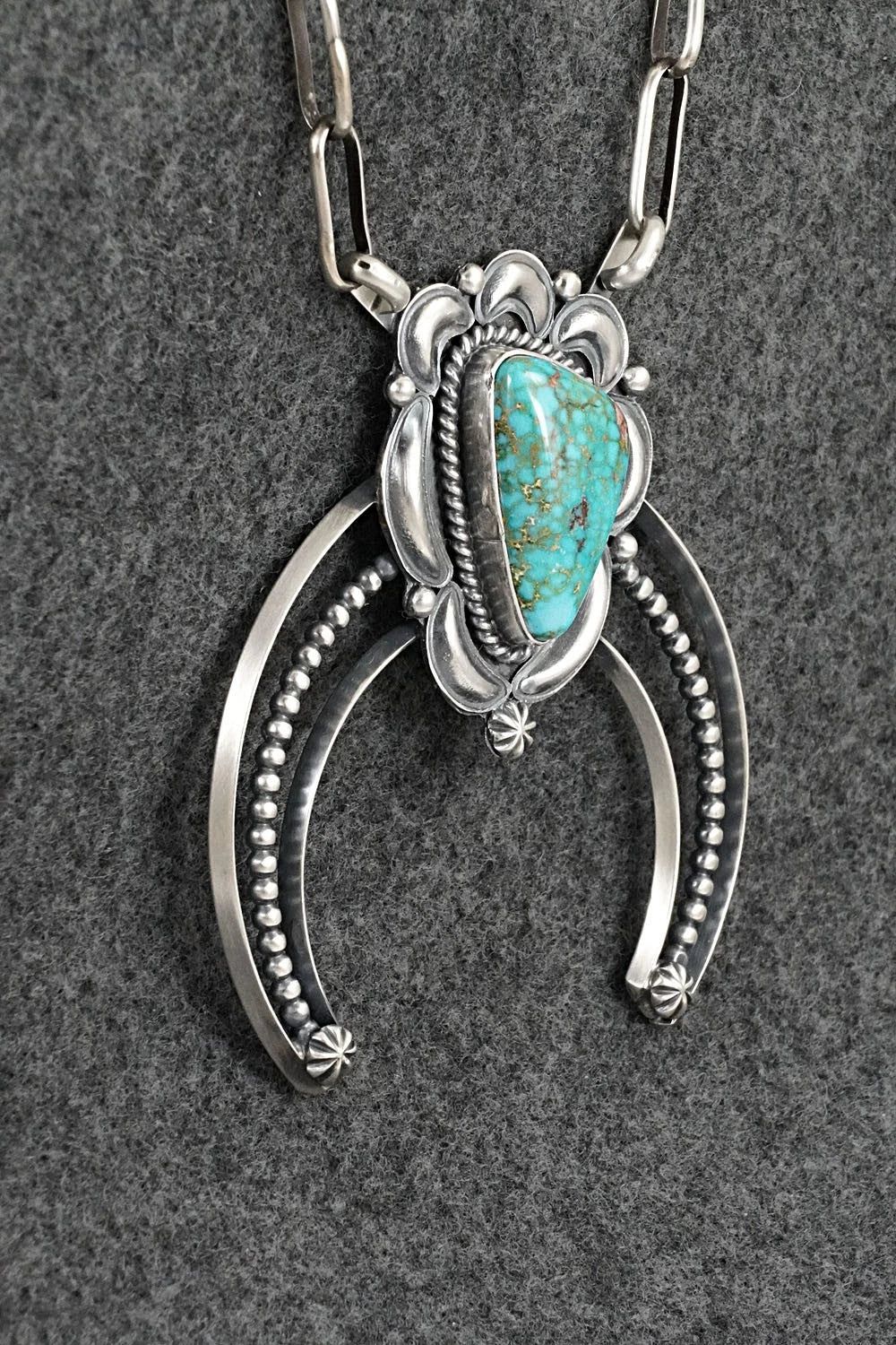 Turquoise & Sterling Silver Necklace - Raymond Delgarito
