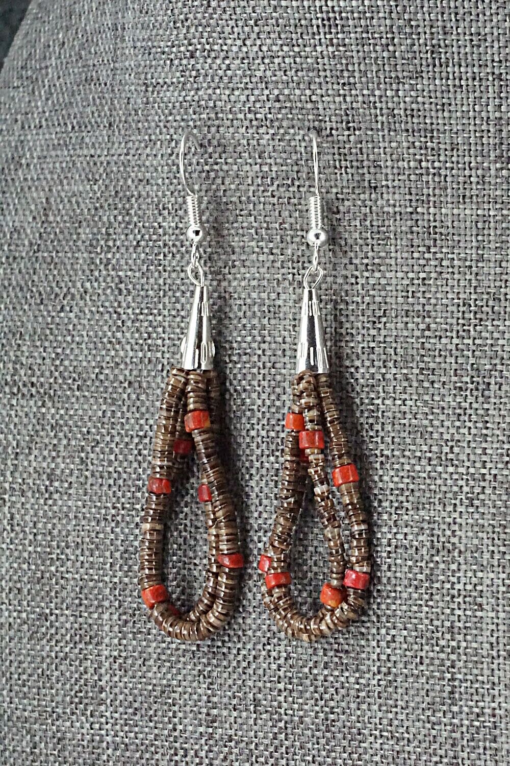 Coral, Shell & Sterling Silver Earrings - Ramona Bird