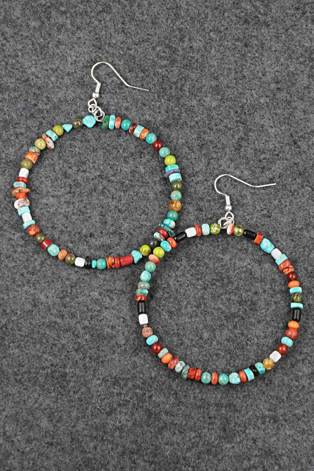 Multi-Stone & Sterling Silver Earrings - Helen Tsosie