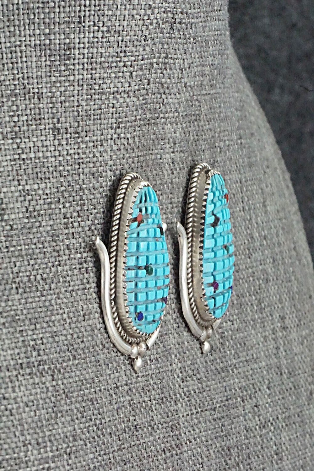 Turquoise & Sterling Silver Earrings - Tracy Bowekaty