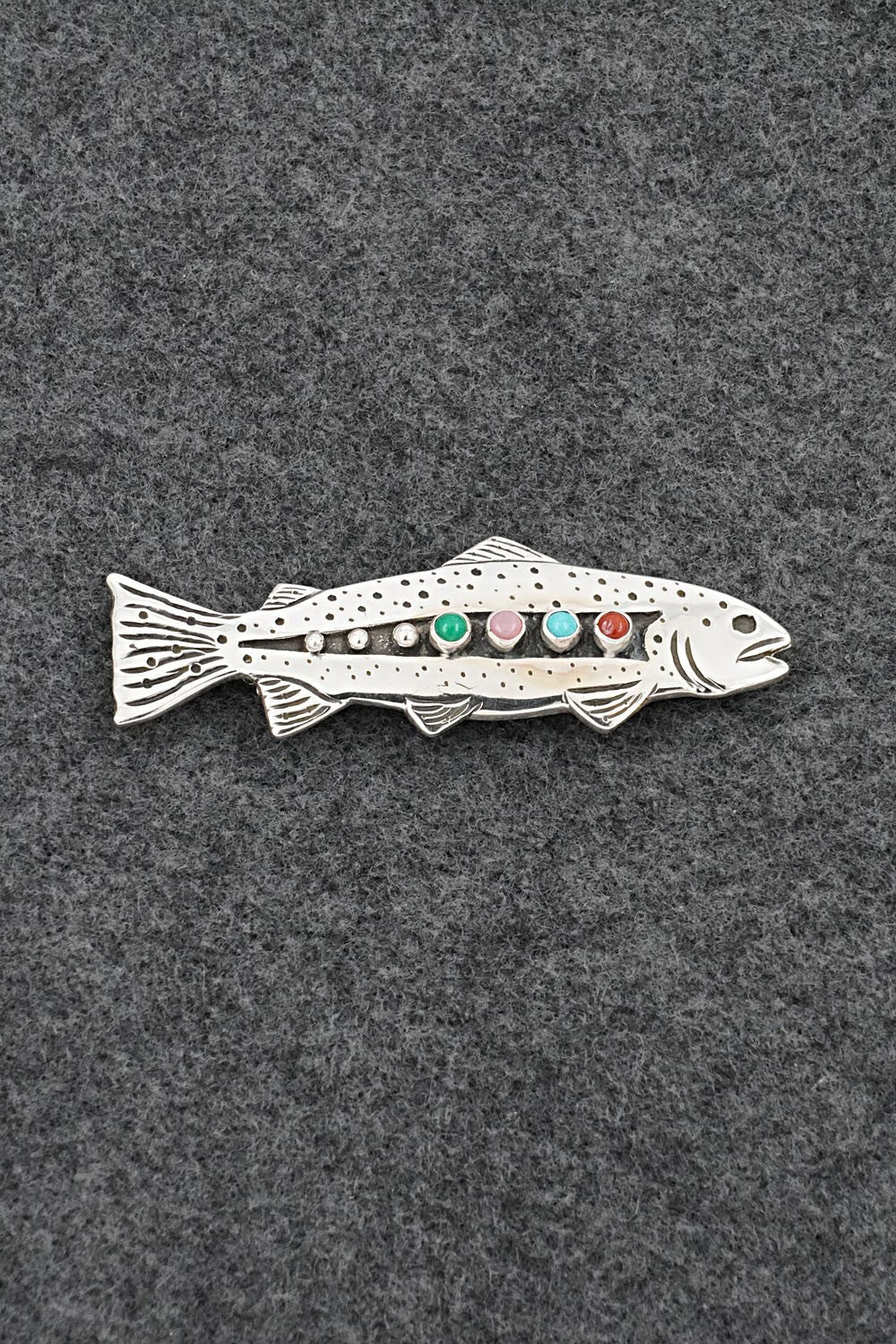 Multi-Stone & Sterling Silver Pendant/Pin - Lee Charlie