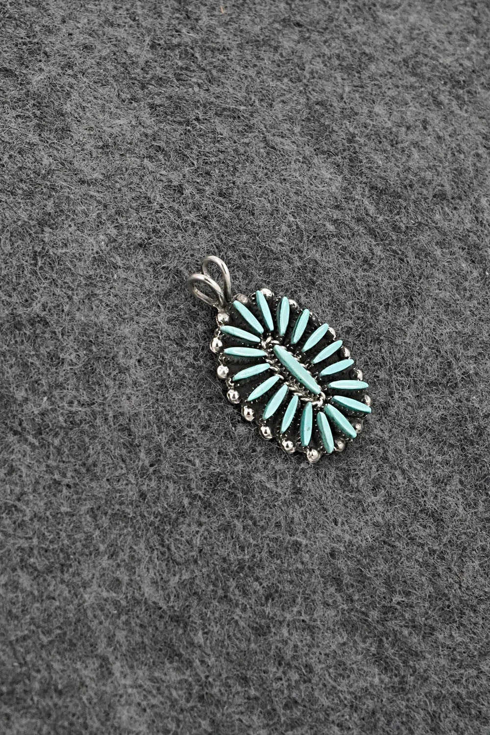 Turquoise & Sterling Silver Pendant - Fritzon Owaleon
