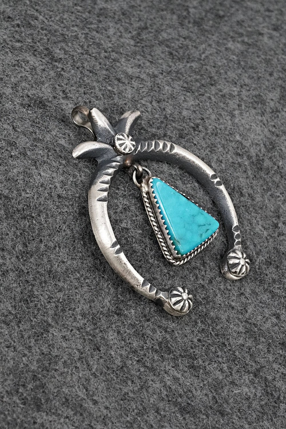 Turquoise & Sterling Silver Naja Pendant - Martha Cayatineto