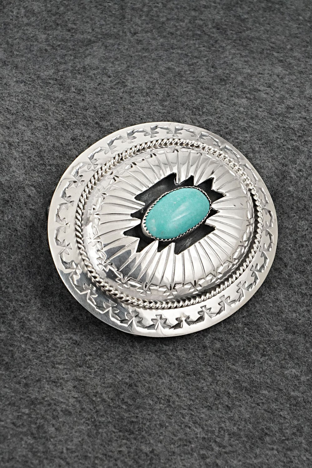 Turquoise & Sterling Silver Belt Buckle - Wilbert Muskett Sr.