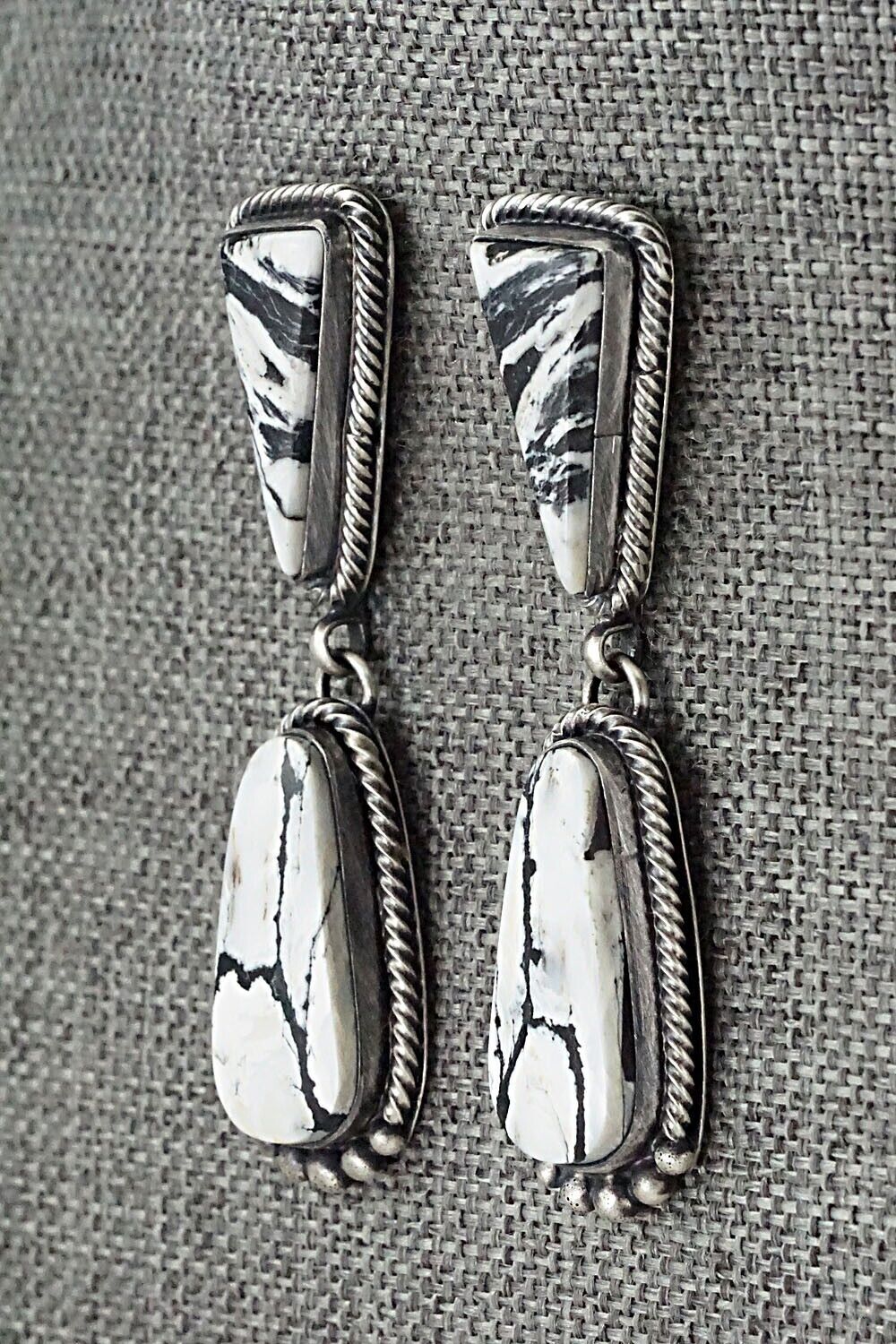 White Buffalo & Sterling Silver Earrings - Angela Martin