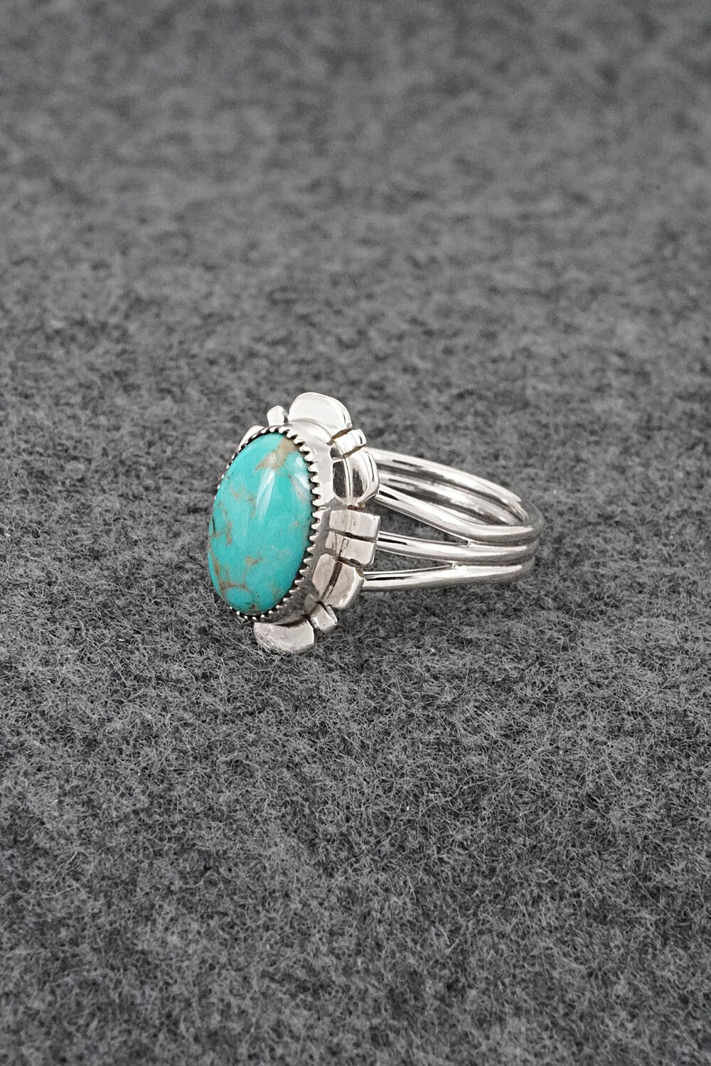 Turquoise & Sterling Silver Ring - Leona Delgarito - Size 6
