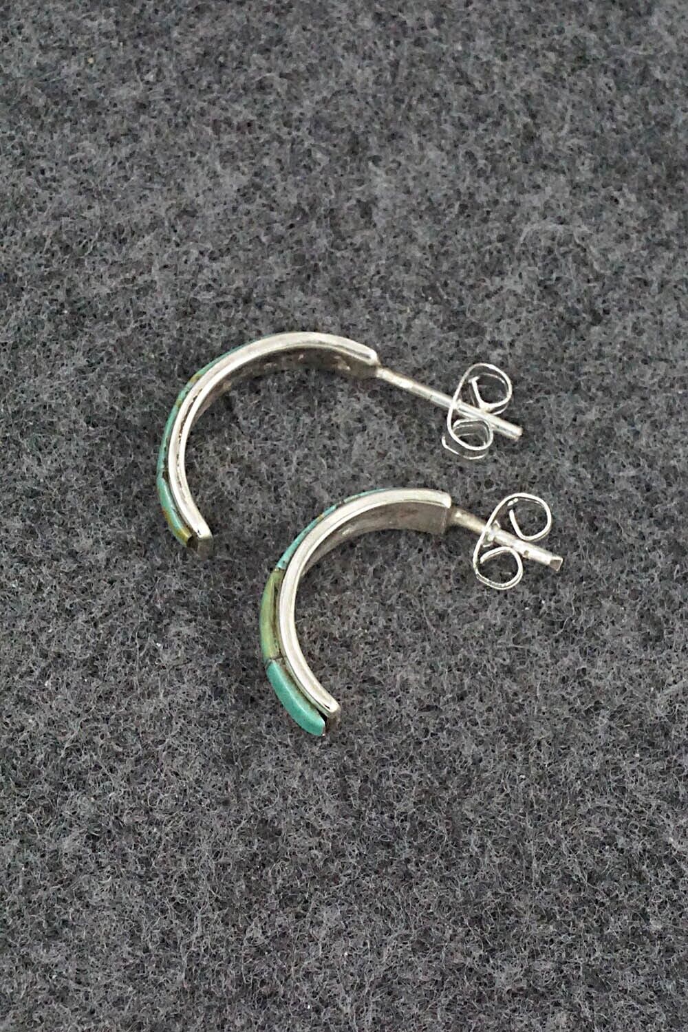 Turquoise & Sterling Silver Hoop Earrings - Alton Tom