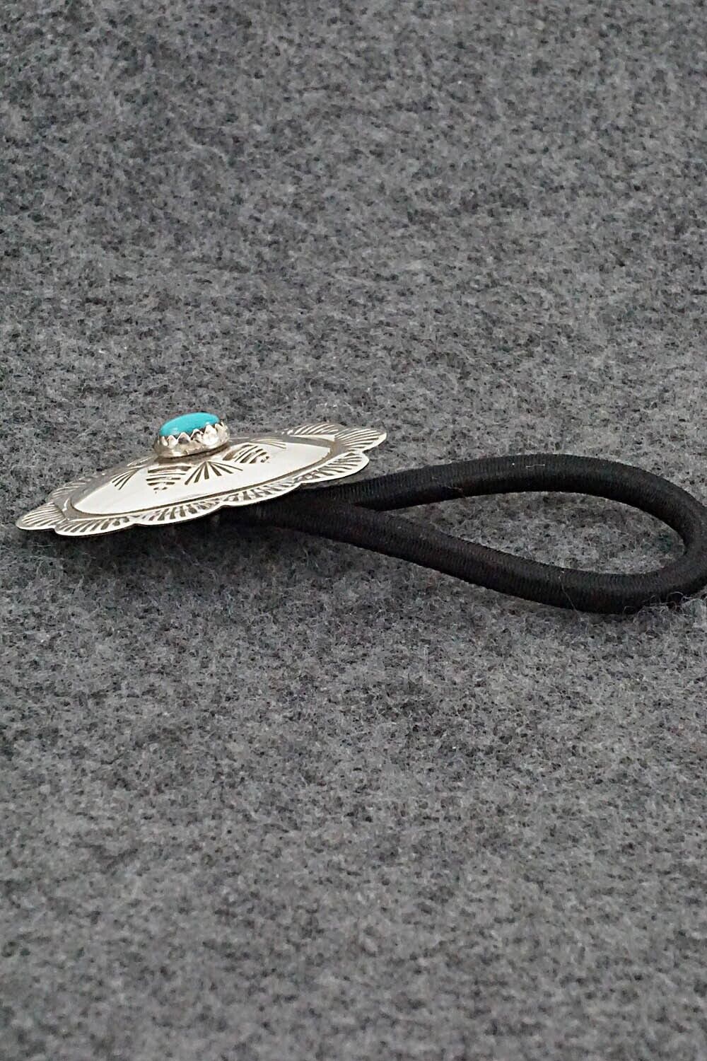 Turquoise & Sterling Silver Hair Tie - Bertha Begay
