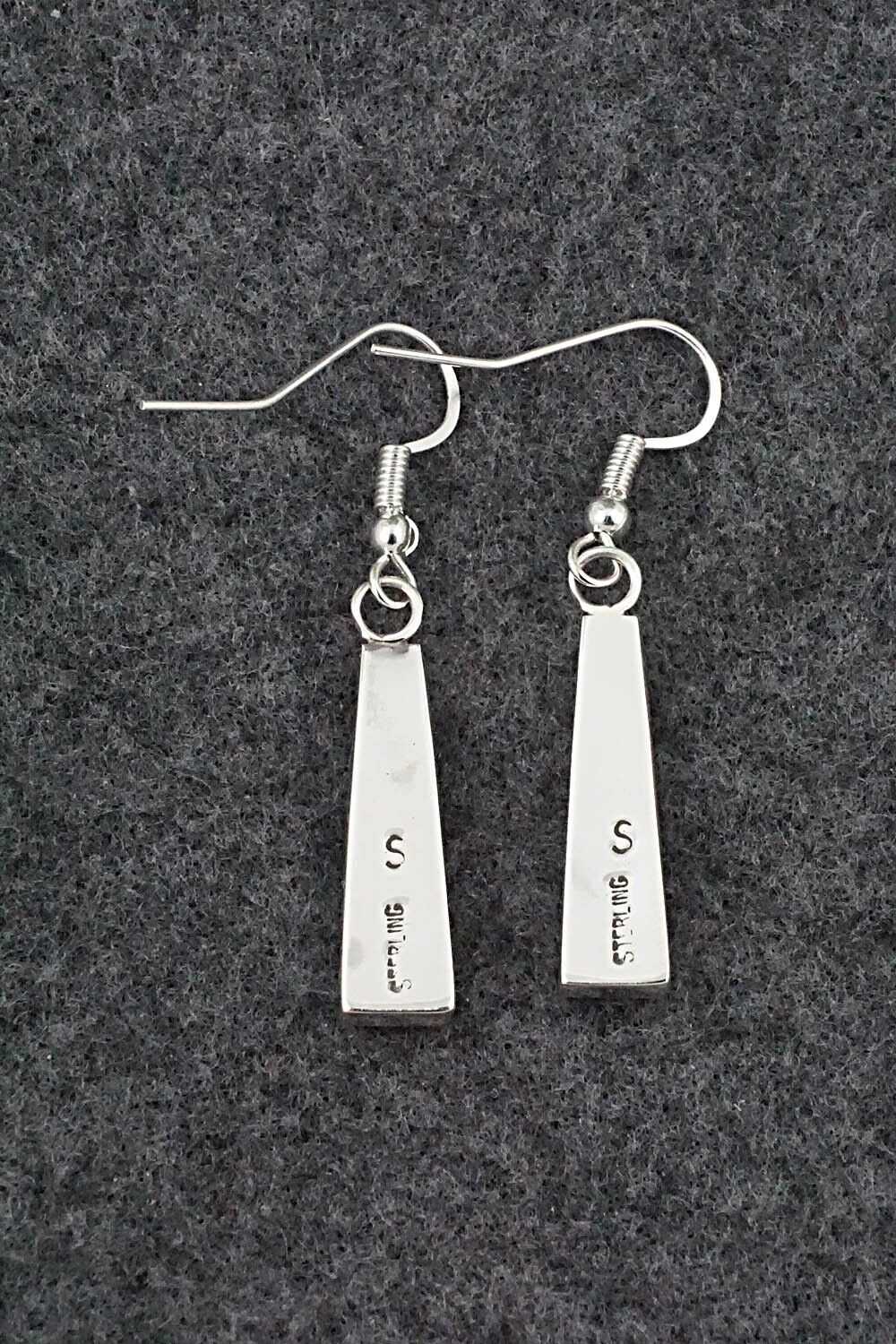 Spiny Oyster, Turquoise, Onyx & Sterling Silver Inlay Earrings - Priscella Smith