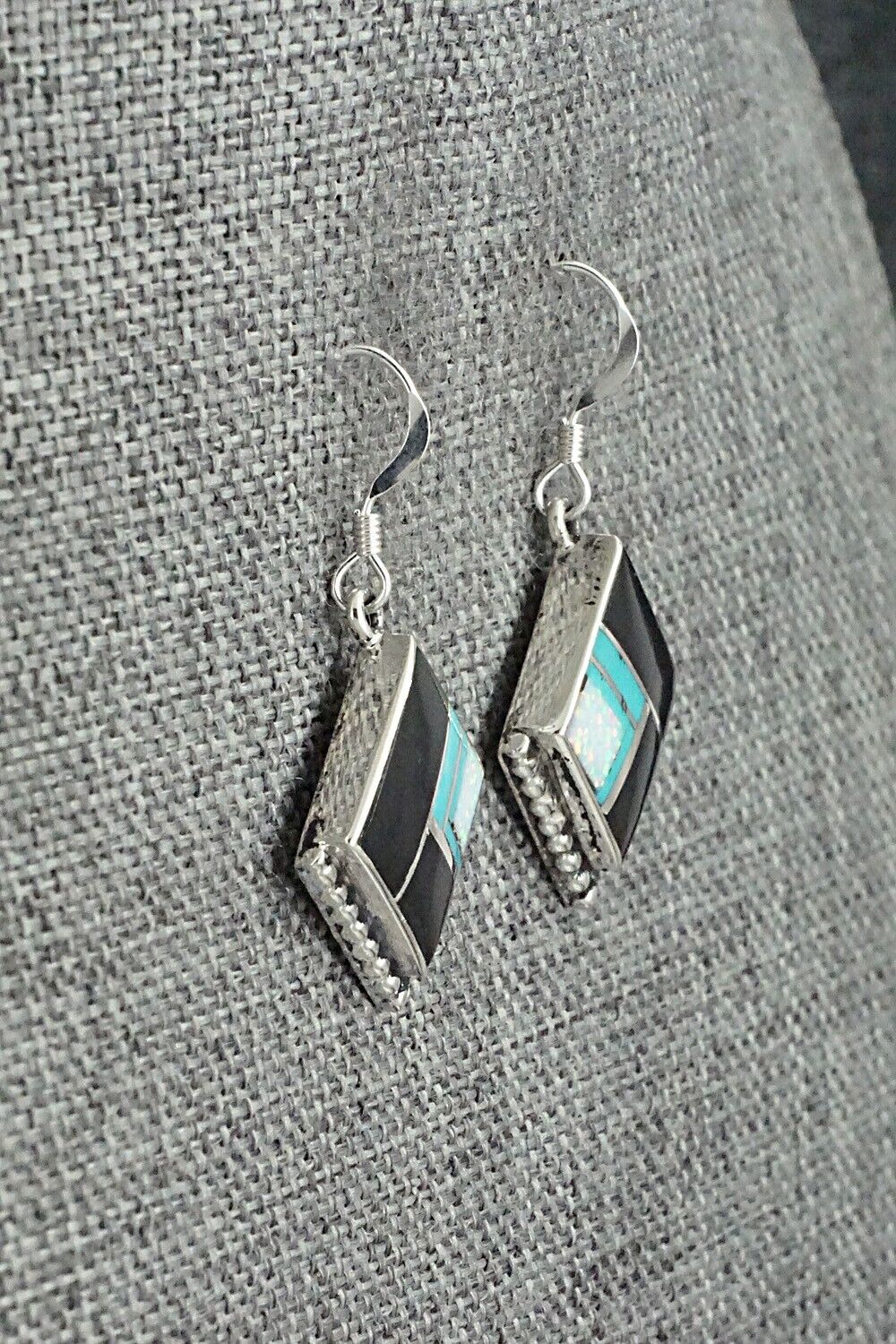 Multi-Stone & Sterling Silver Inlay Earrings - James Manygoats