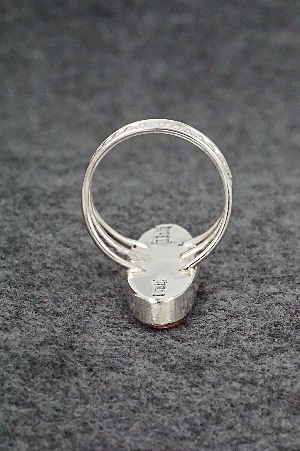 Spiny Oyster, Turquoise, Coral & Sterling Silver Ring - Harold Smith - Size 9