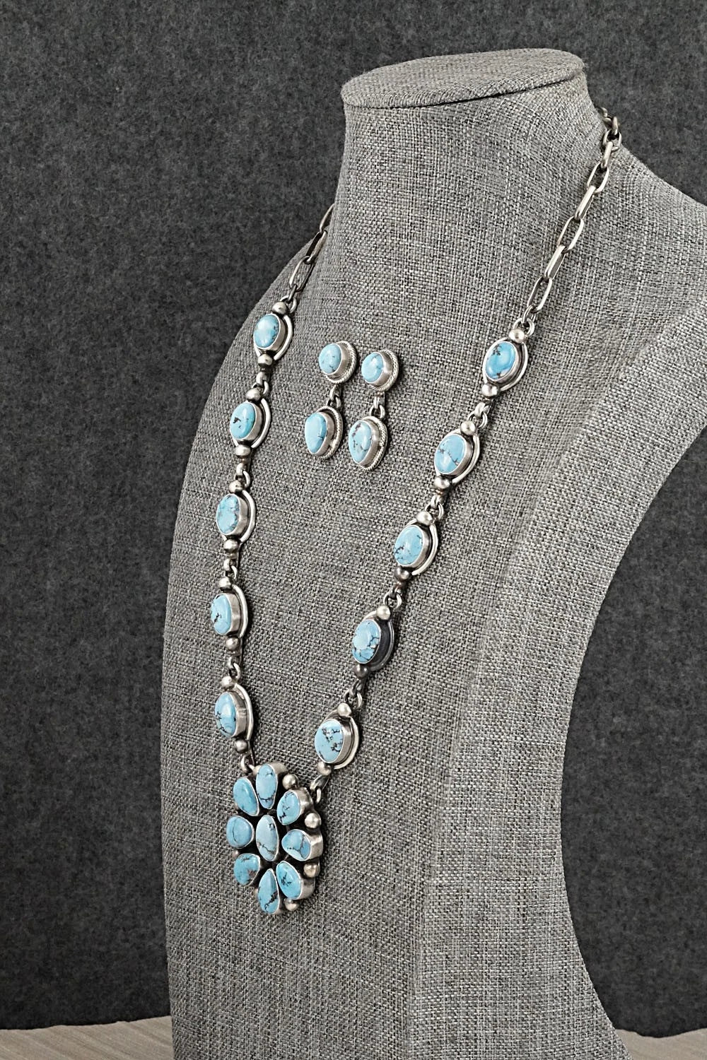 Turquoise & Sterling Silver Necklace and Earrings Set - Kathleen Livingston