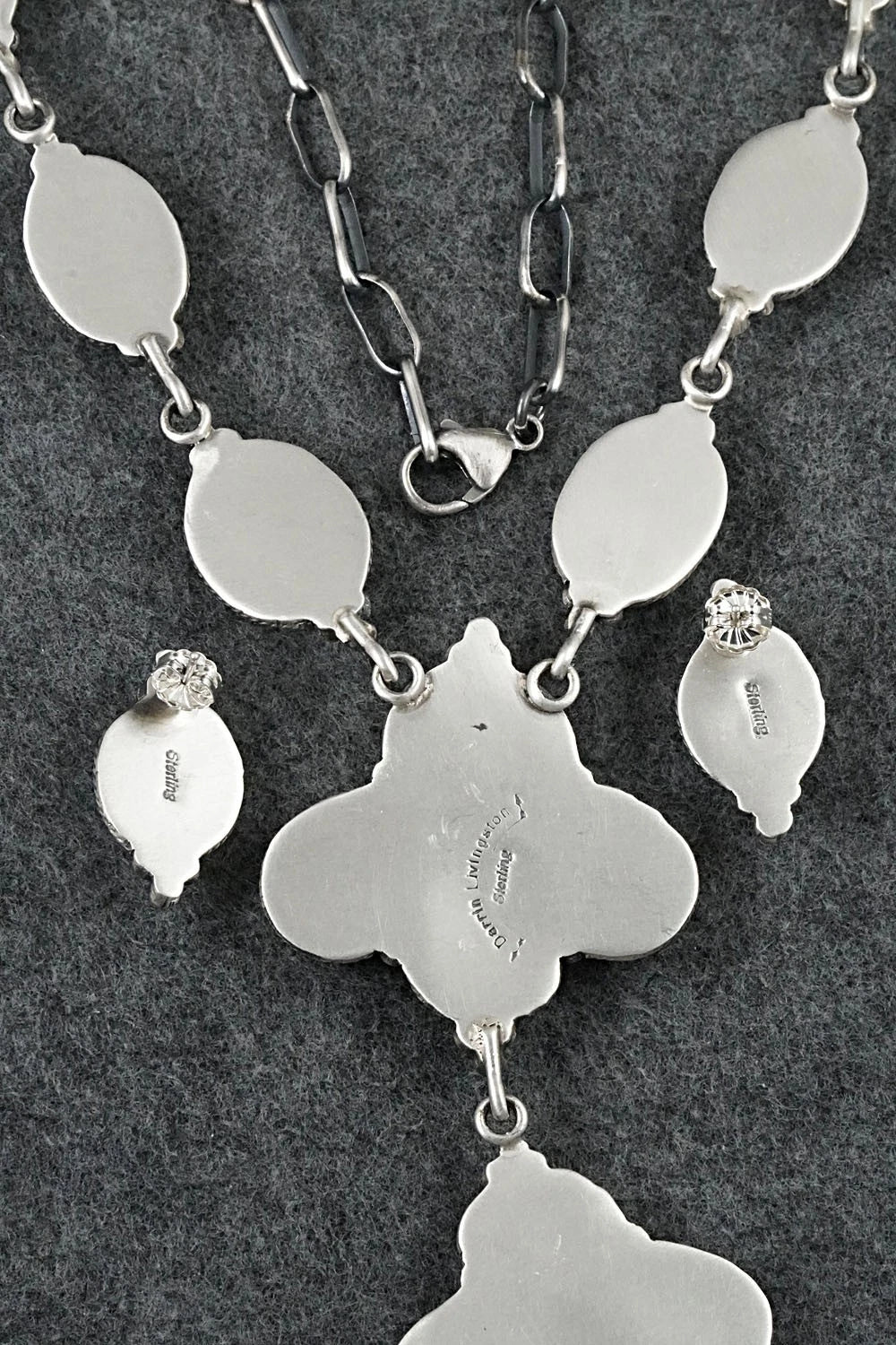 Turquoise & Sterling Silver Necklace and Earrings Set - Darrin Livingston