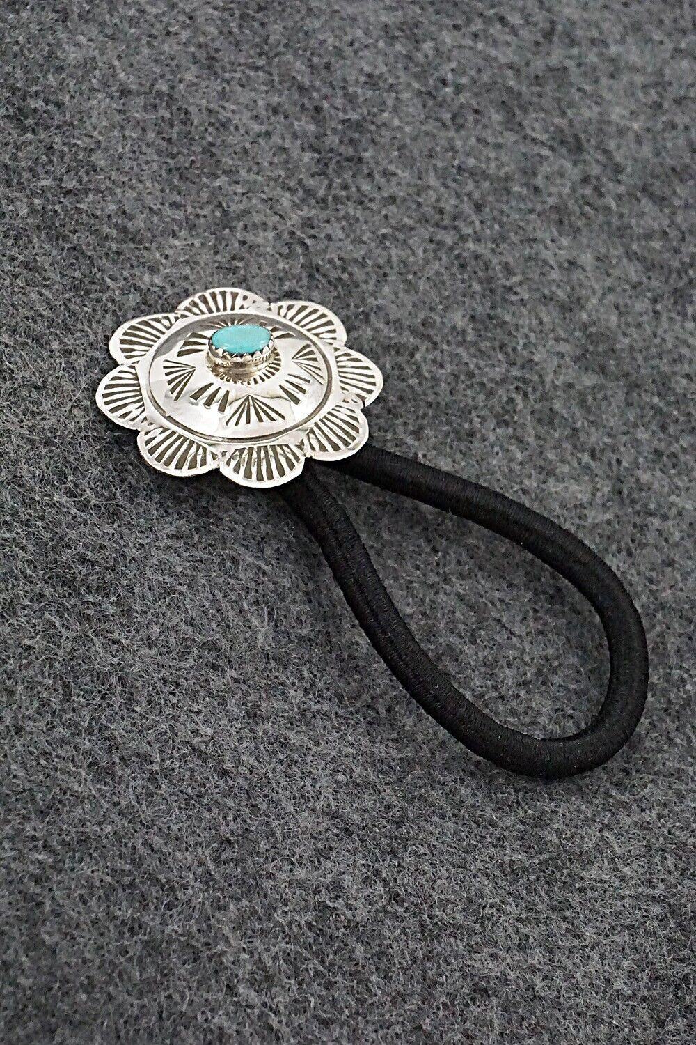 Turquoise & Sterling Silver Hair Tie - Bertha Begay