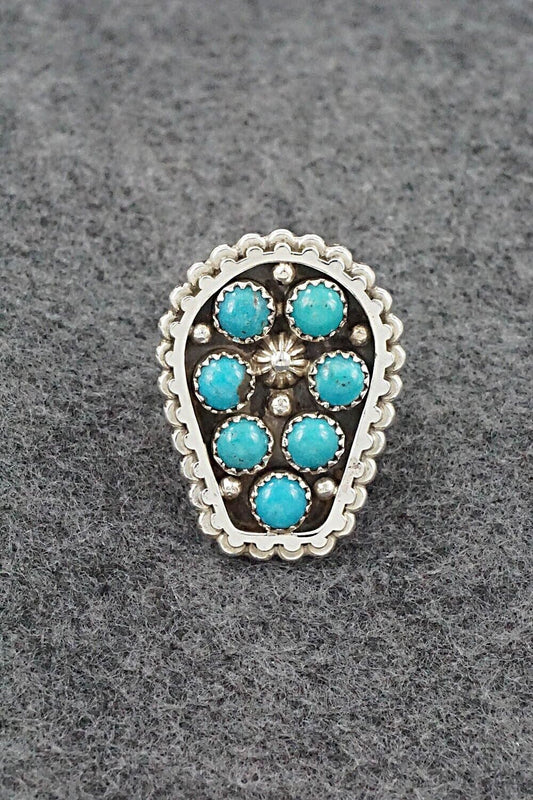 Turquoise & Sterling Silver Ring - Kenny Lonjose - Size 6.25