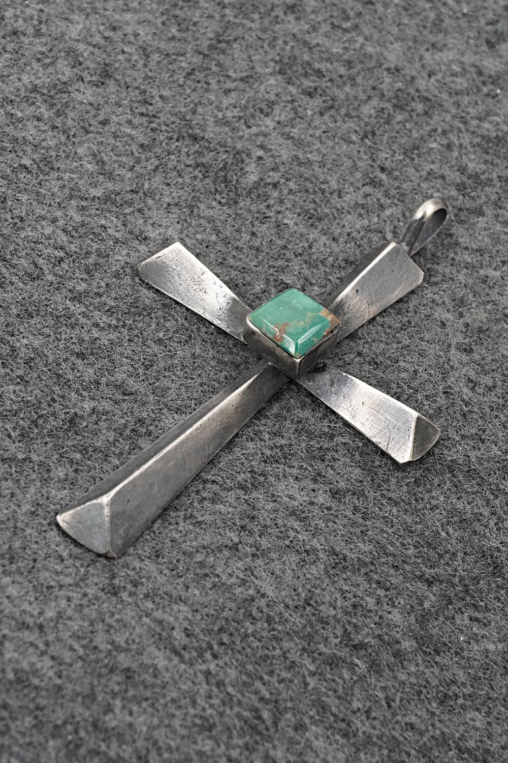 Turquoise & Sterling Silver Pendant - Raymond Betsoi