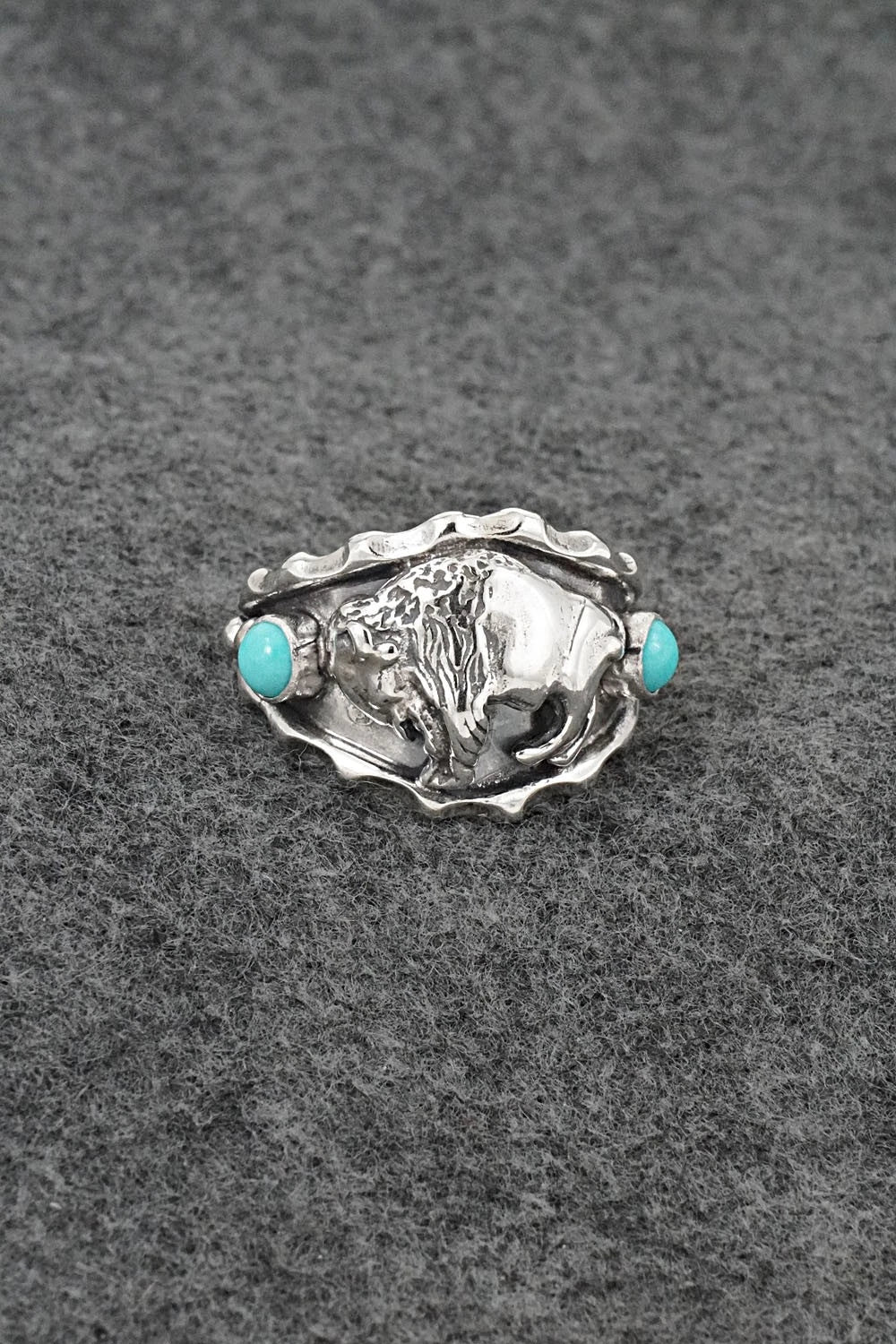 Turquoise & Sterling Silver Ring - Genevieve Francisco - Size 14