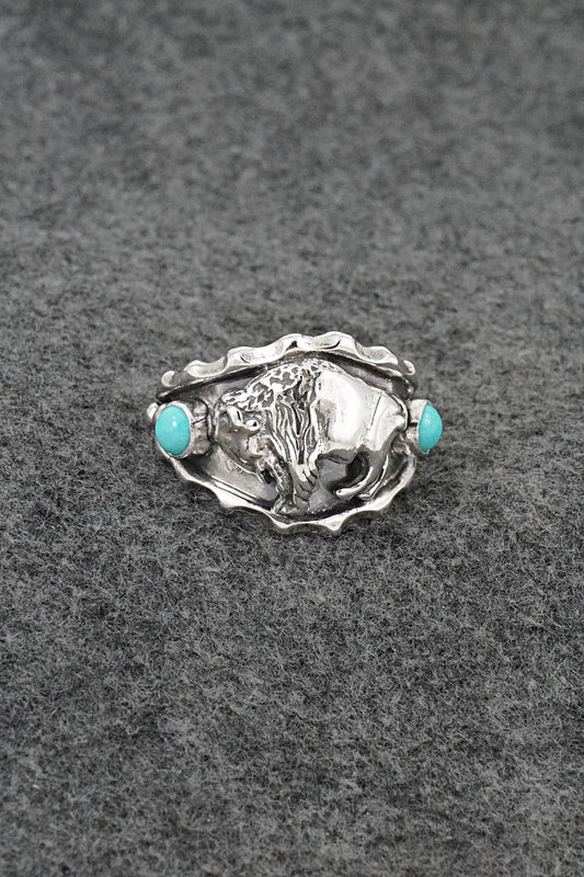 Turquoise & Sterling Silver Ring - Genevieve Francisco - Size 14