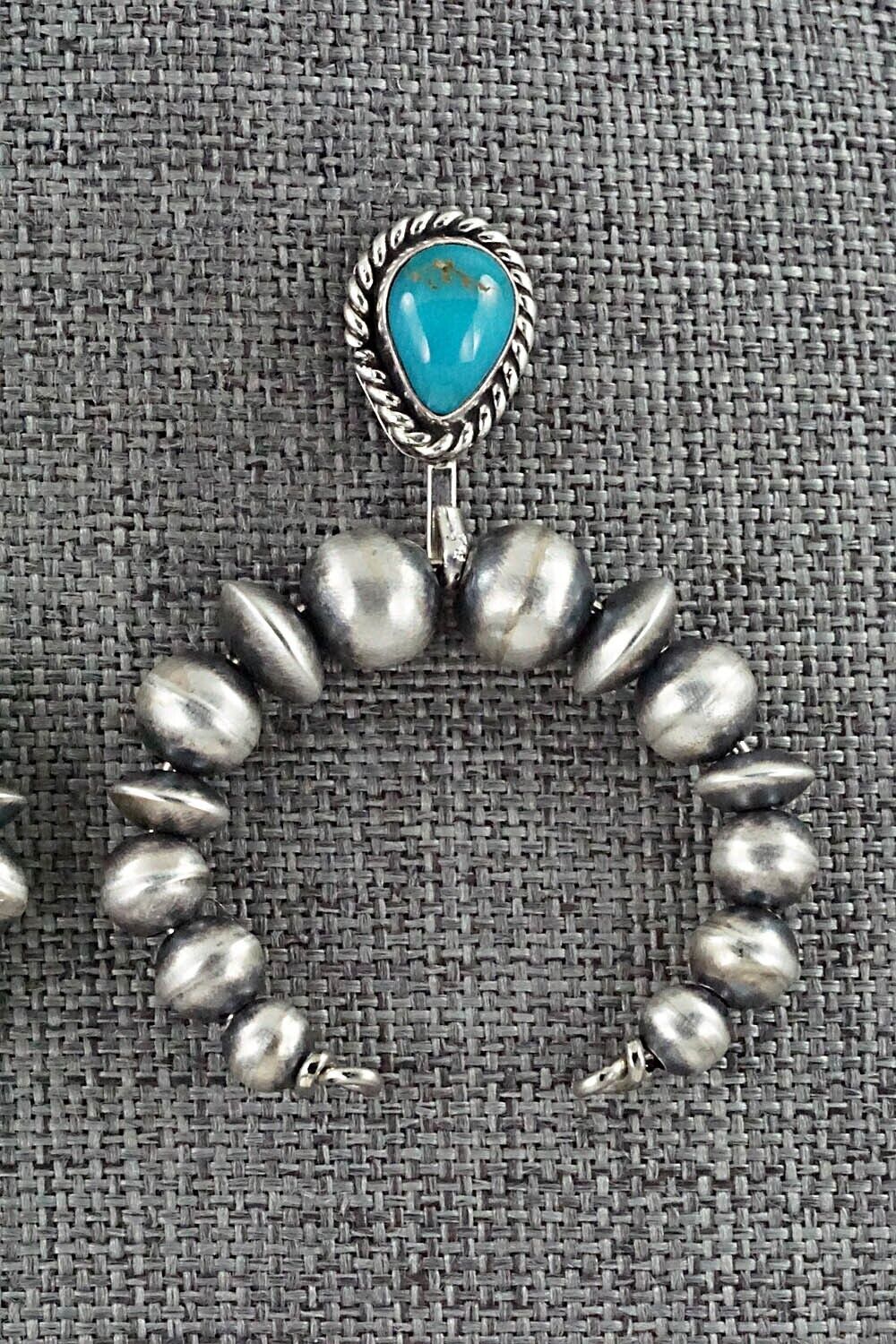Turquoise & Sterling Silver Navajo Pearl Earrings - Amanda Larry