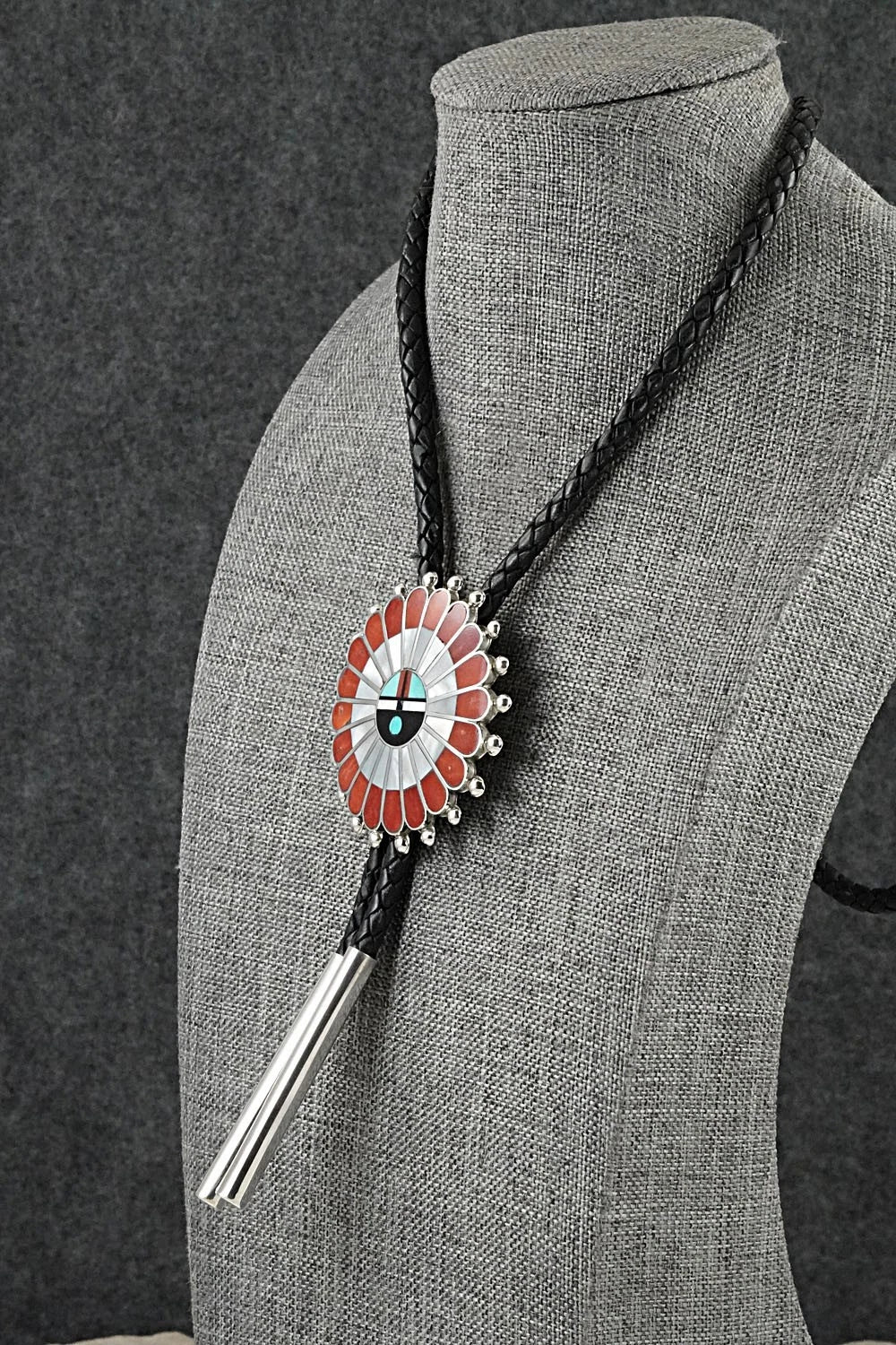 Multi-Stone & Sterling Silver Inlay Bolo Tie - April Unkestine