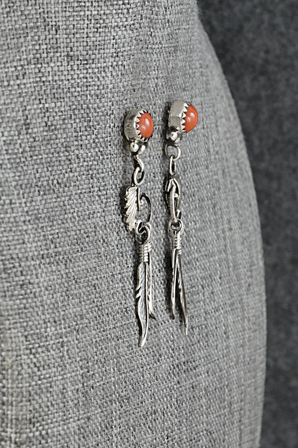 Coral & Sterling Silver Earrings - Rita Largo