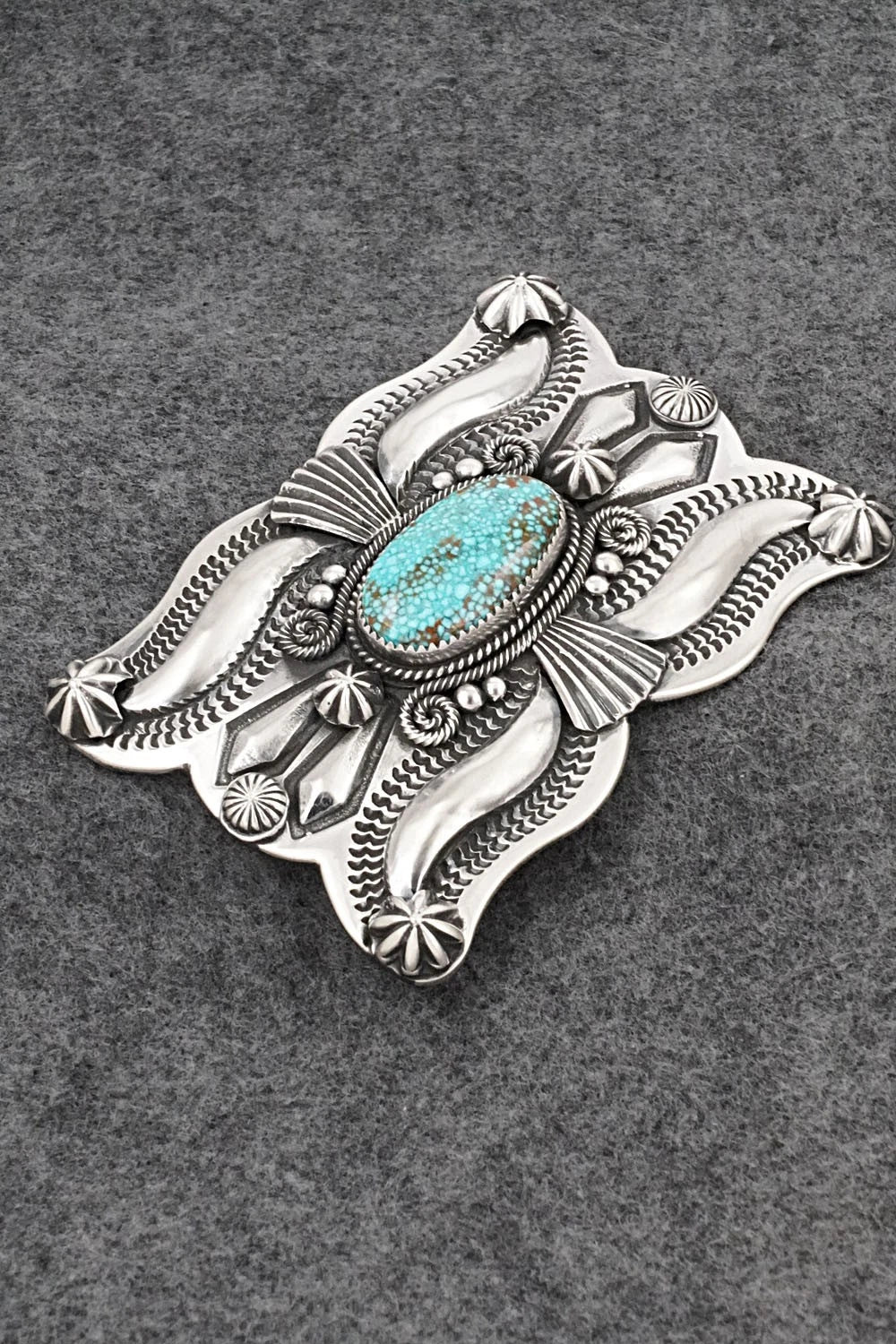 Turquoise & Sterling Silver Belt Buckle - Delbert Gordon