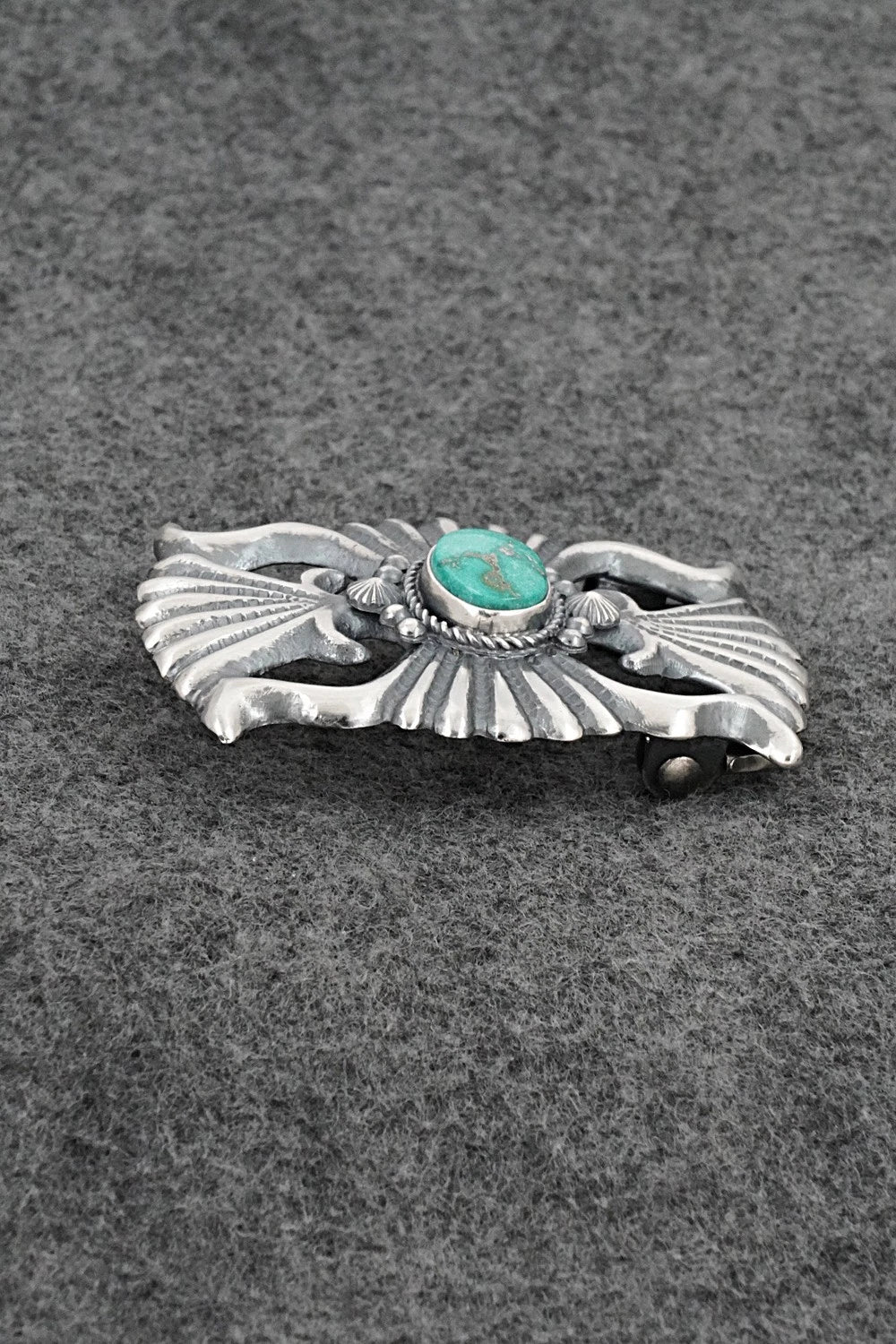 Turquoise & Sterling Silver Belt Buckle - Harrison Bitsue