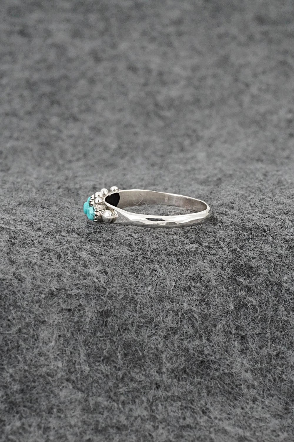 Turquoise & Sterling Silver Ring - April Haloo - Size 6.5