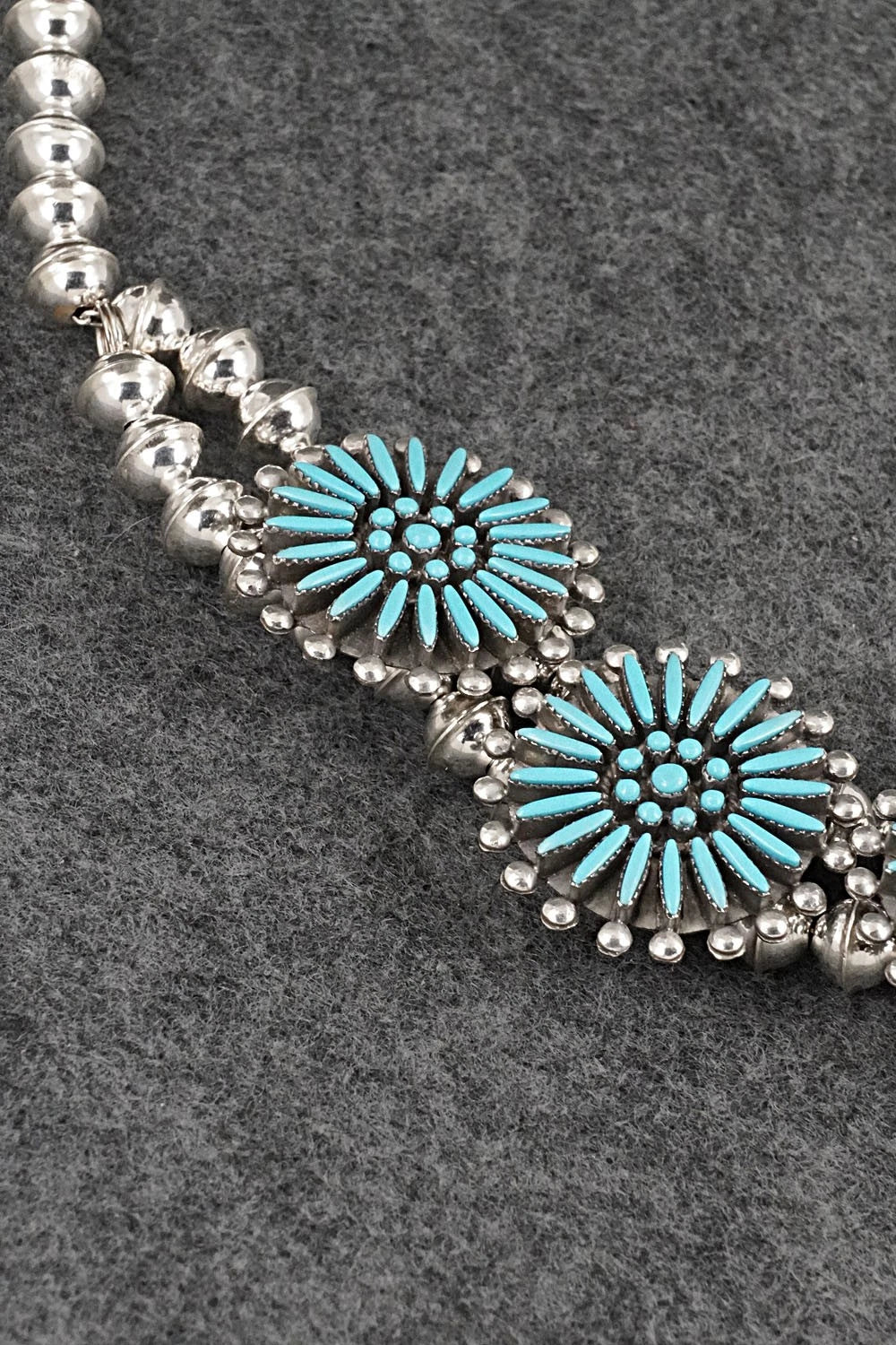 Turquoise & Sterling Silver Squash Blossom Set - Sibert Bowannie