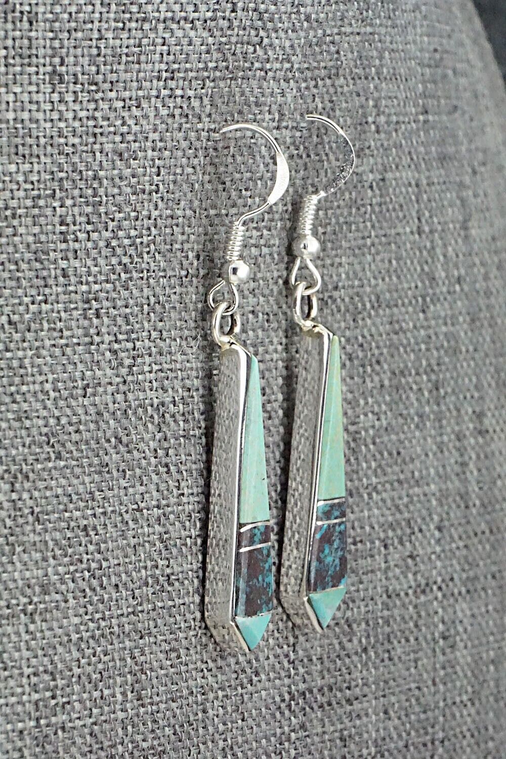 Turquoise & Sterling Silver Inlay Earrings - Marilyn Yazzie