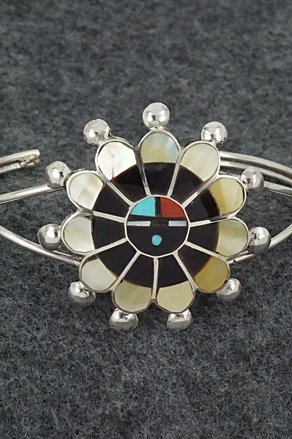 Multi Stone & Sterling Silver Inlay Bracelet - Pauline Lonjose