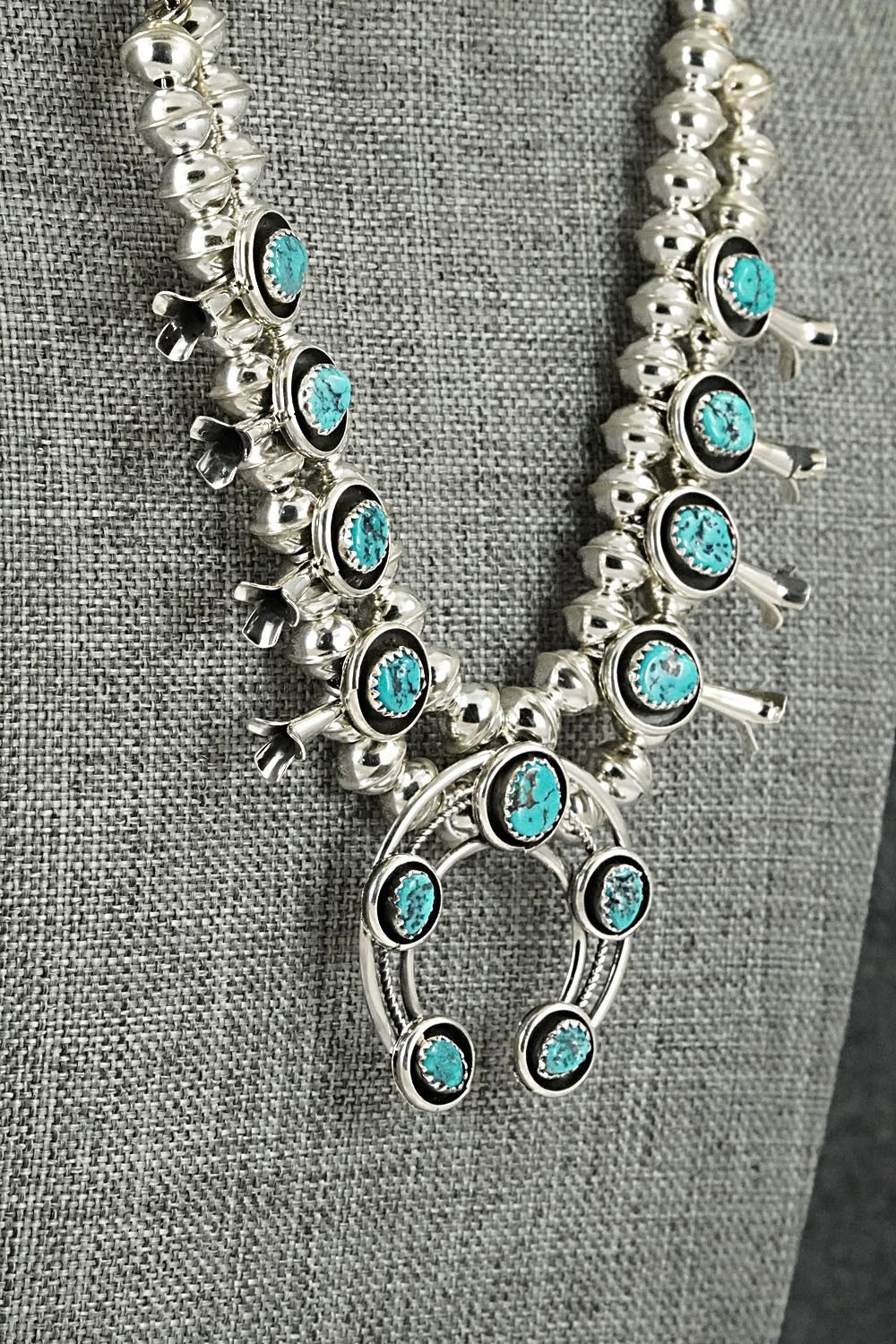 Turquoise & Sterling Silver Squash Blossom Set - Phil Garcia