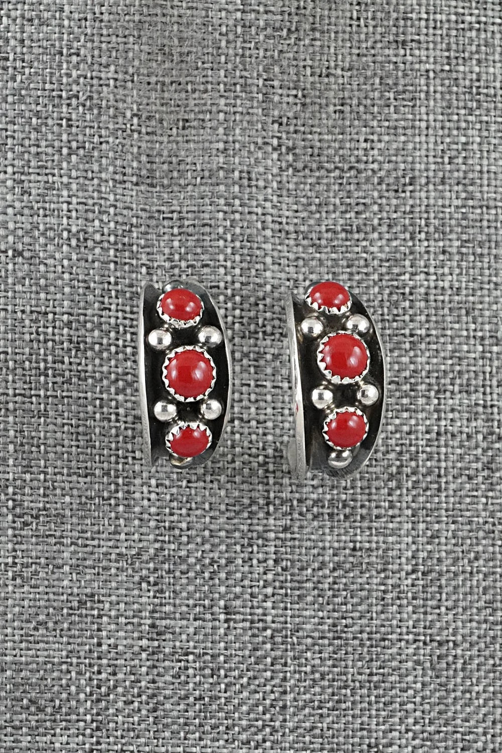 Coral & Sterling Silver Earrings - Paul Largo