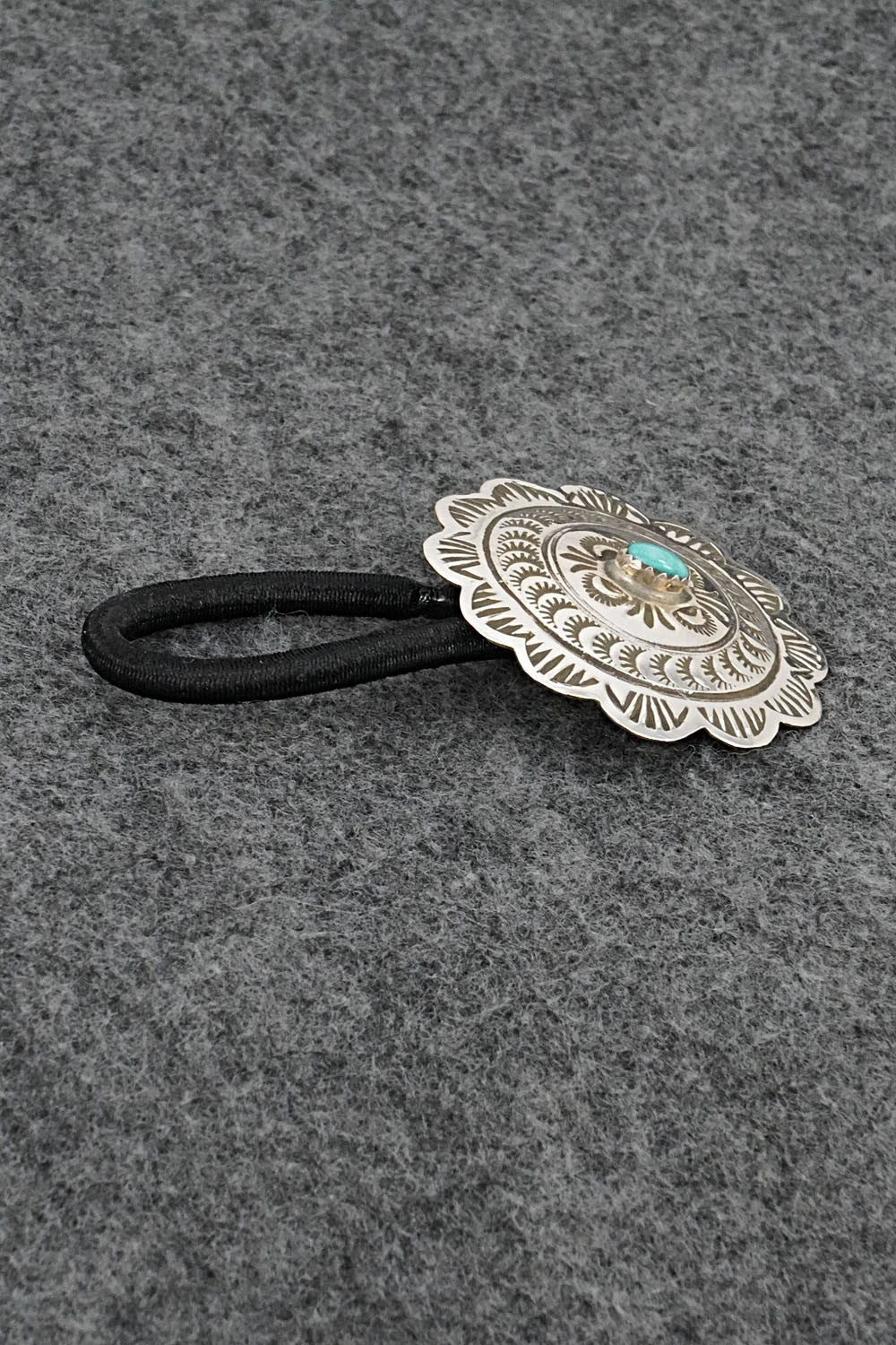 Turquoise & Sterling Silver Hair Tie - Bertha Begay