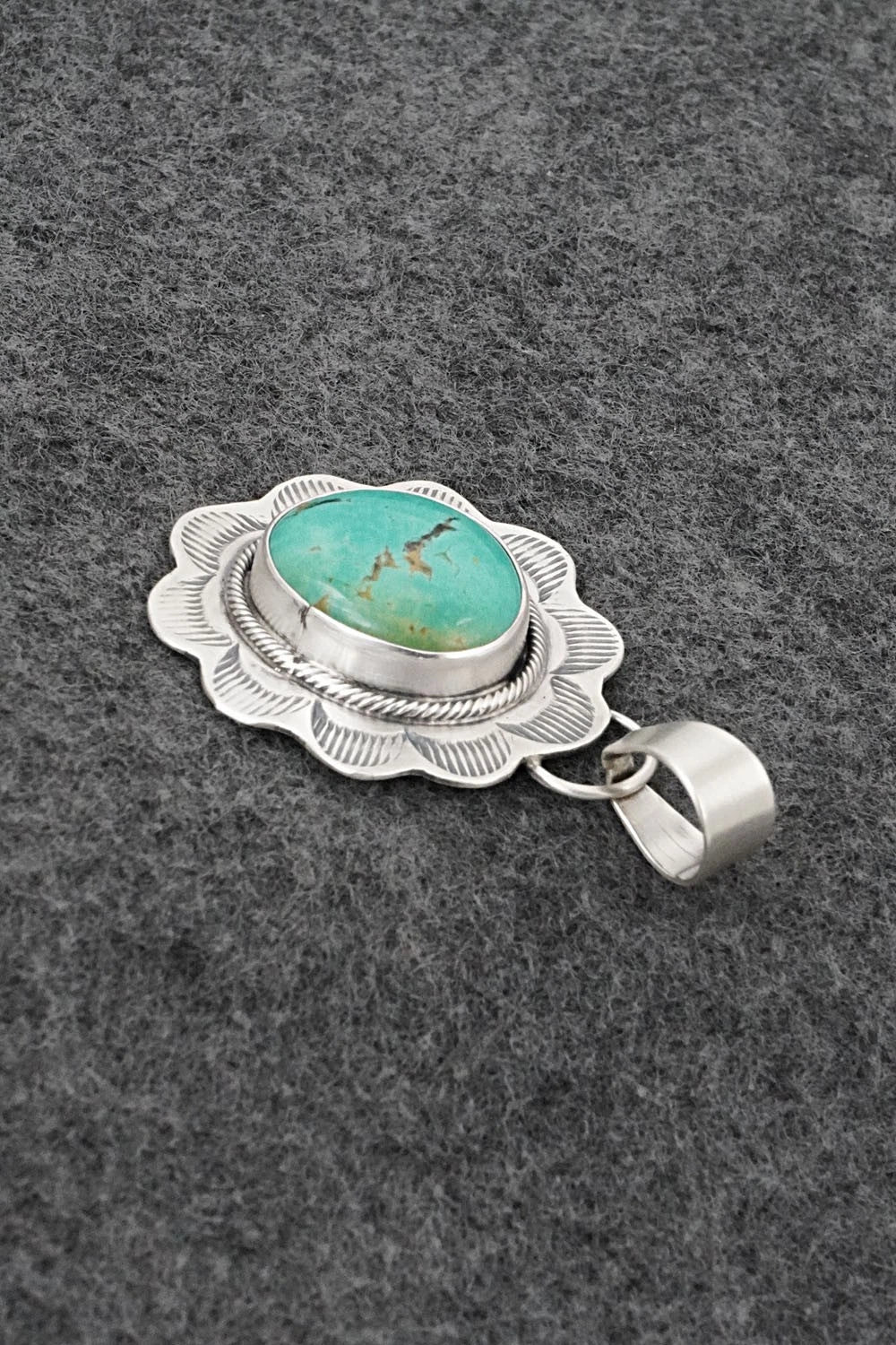 Turquoise & Sterling Silver Pendant - Cordell Platero